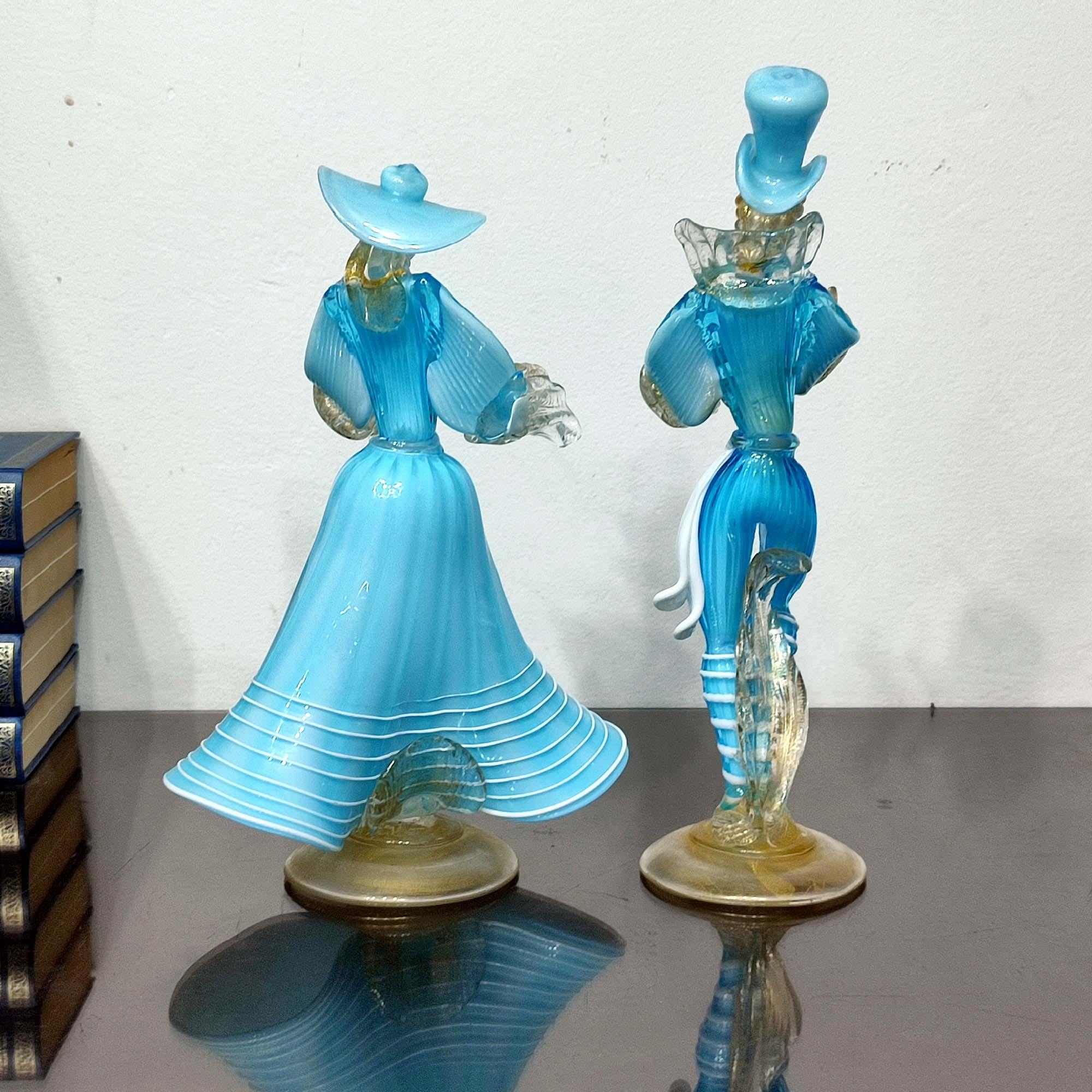 Murano Glass Pair of Dancing Figurines, G. Toffolo, Murano 1960's In Excellent Condition In Bochum, NRW