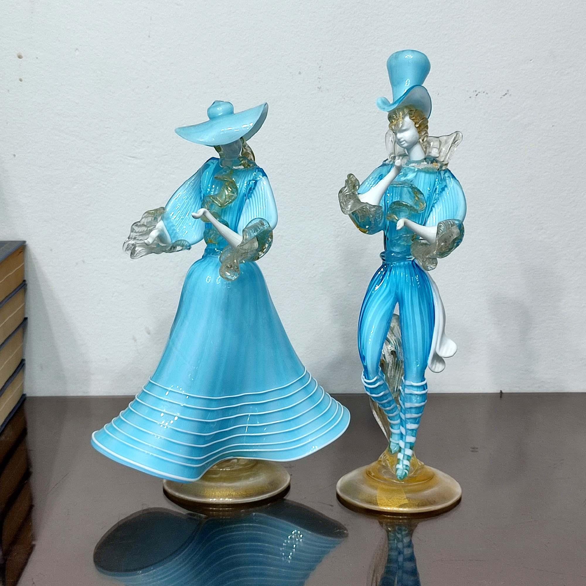 Murano Glass Pair of Dancing Figurines, G. Toffolo, Murano 1960's 2