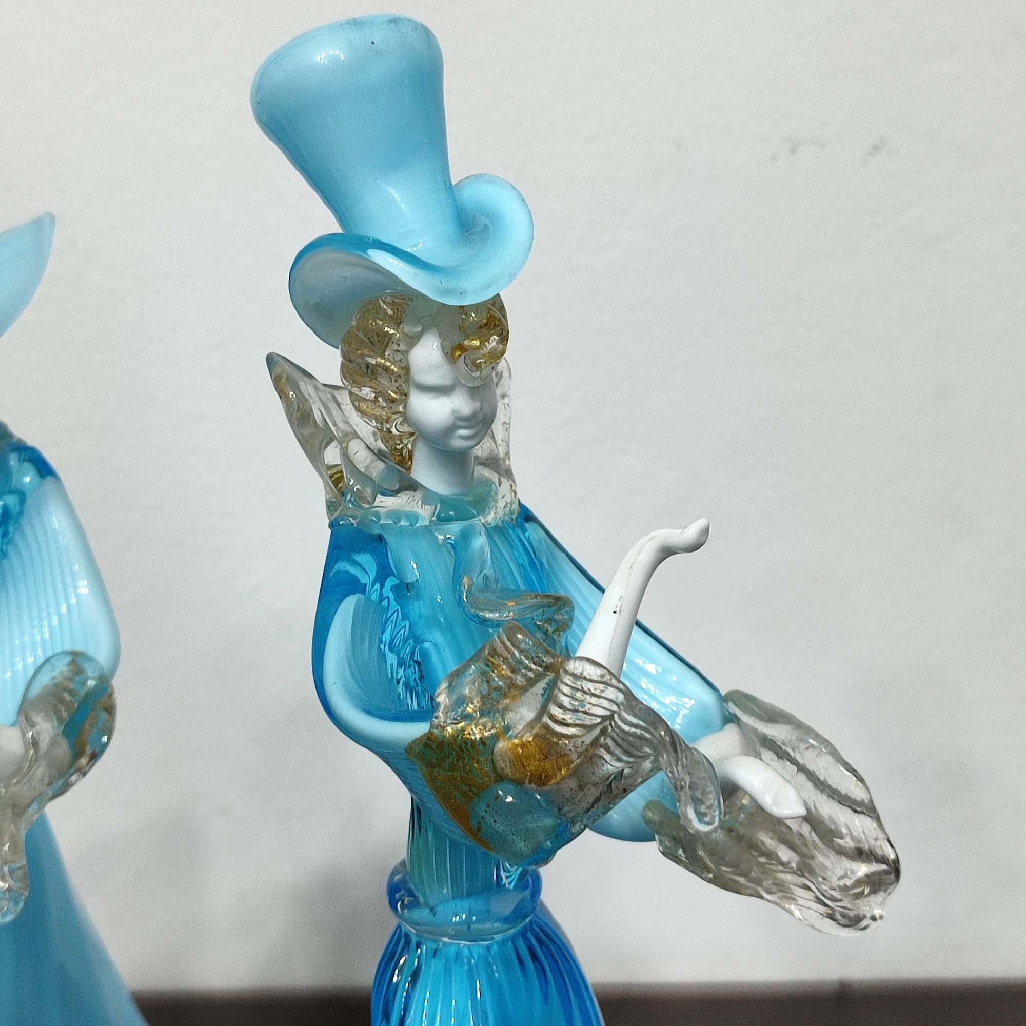Murano Glass Pair of Dancing Figurines, G. Toffolo, Murano 1960's 3