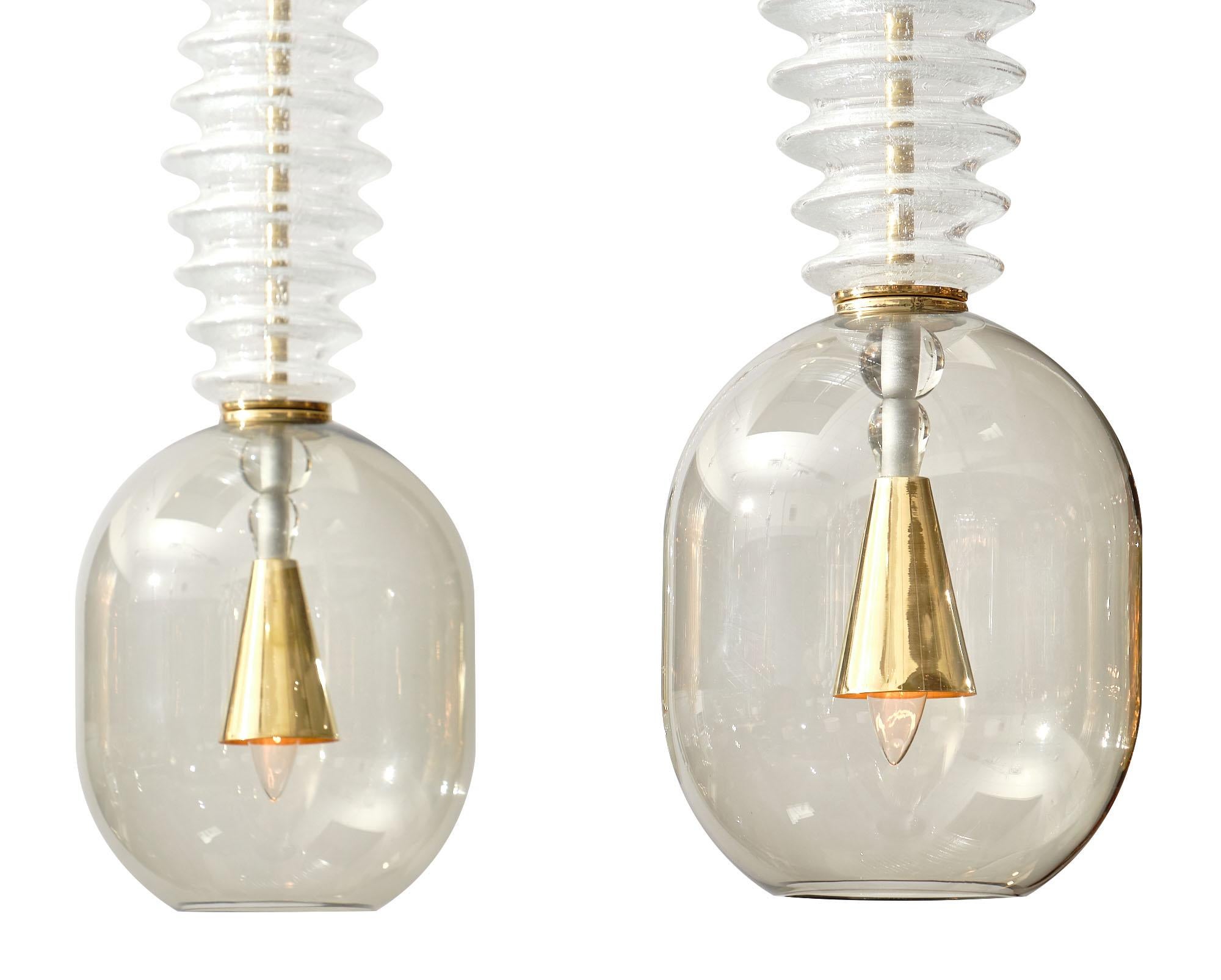 Contemporary Murano Glass Pair of Pendant Fixtures