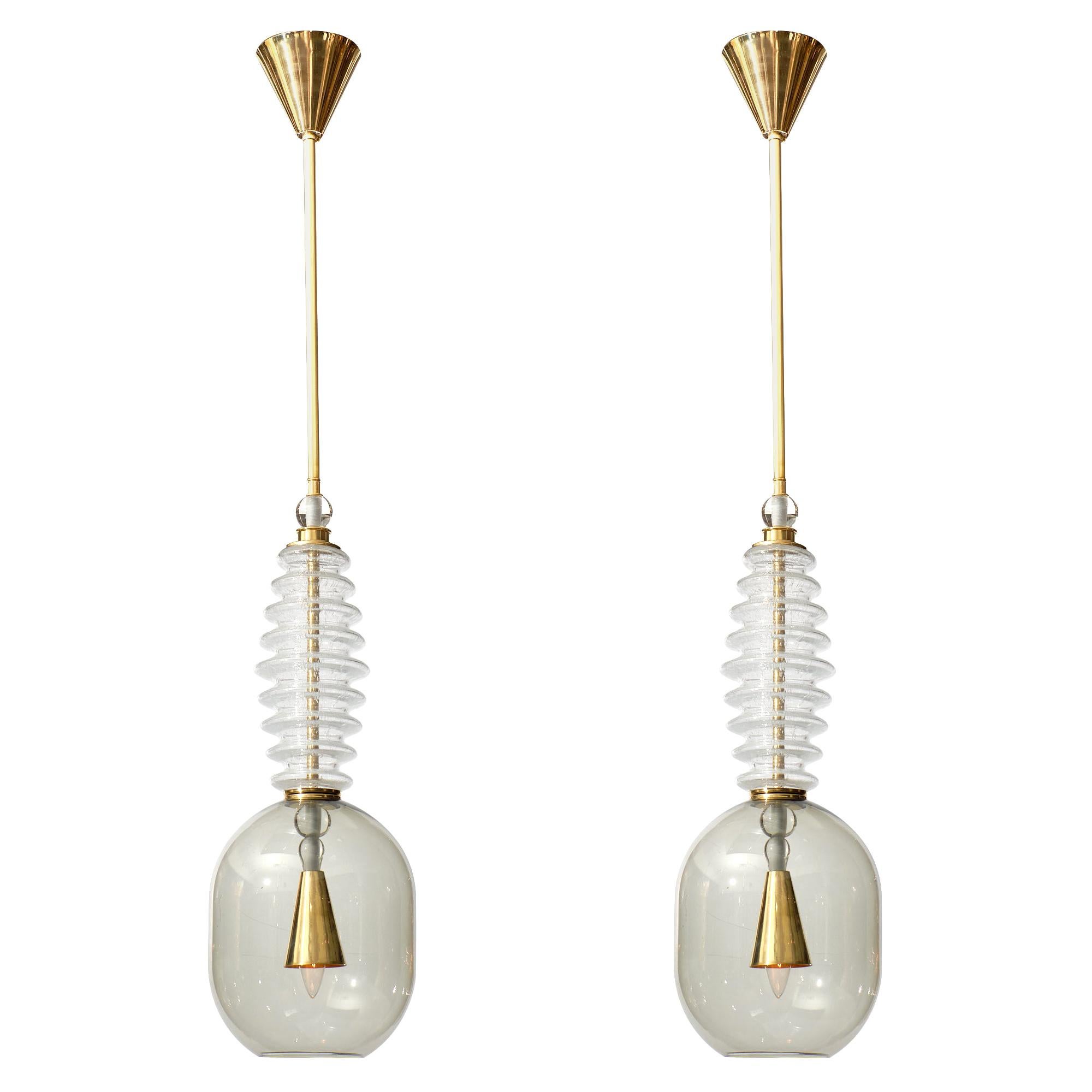 Murano Glass Pair of Pendant Fixtures