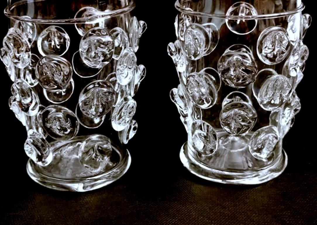 Murano Glass Pair of Vintage Italian Cocktail Glasses Signed Maestro Bon Aldo 3