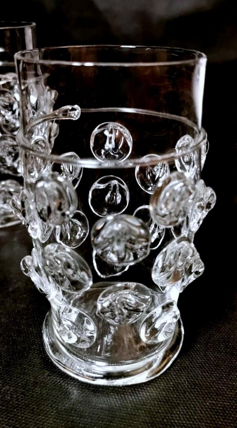 Murano Glass Pair of Vintage Italian Cocktail Glasses Signed Maestro Bon Aldo 4