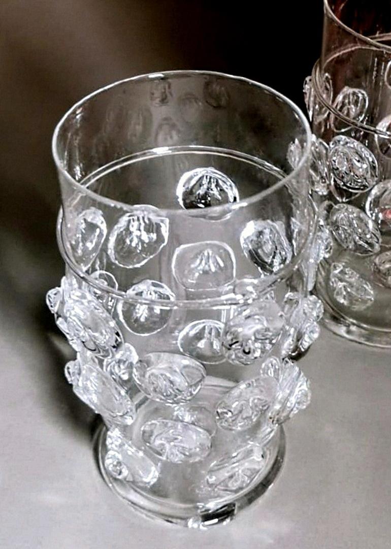 Murano Glass Pair of Vintage Italian Cocktail Glasses Signed Maestro Bon Aldo 7