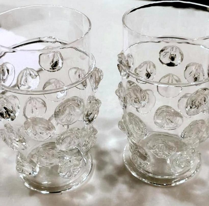Murano Glass Pair of Vintage Italian Cocktail Glasses Signed Maestro Bon Aldo In Good Condition In Prato, Tuscany