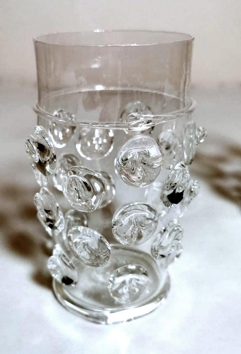 20th Century Murano Glass Pair of Vintage Italian Cocktail Glasses Signed Maestro Bon Aldo