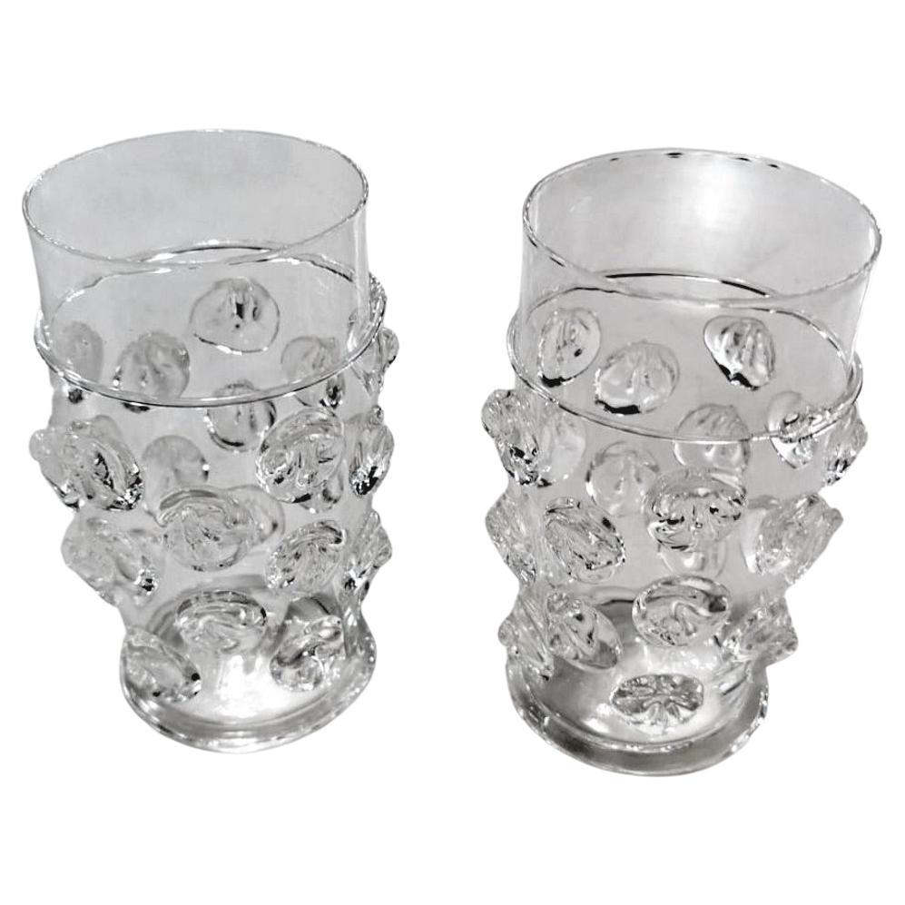Murano Glass Pair of Vintage Italian Cocktail Glasses Signed Maestro Bon Aldo
