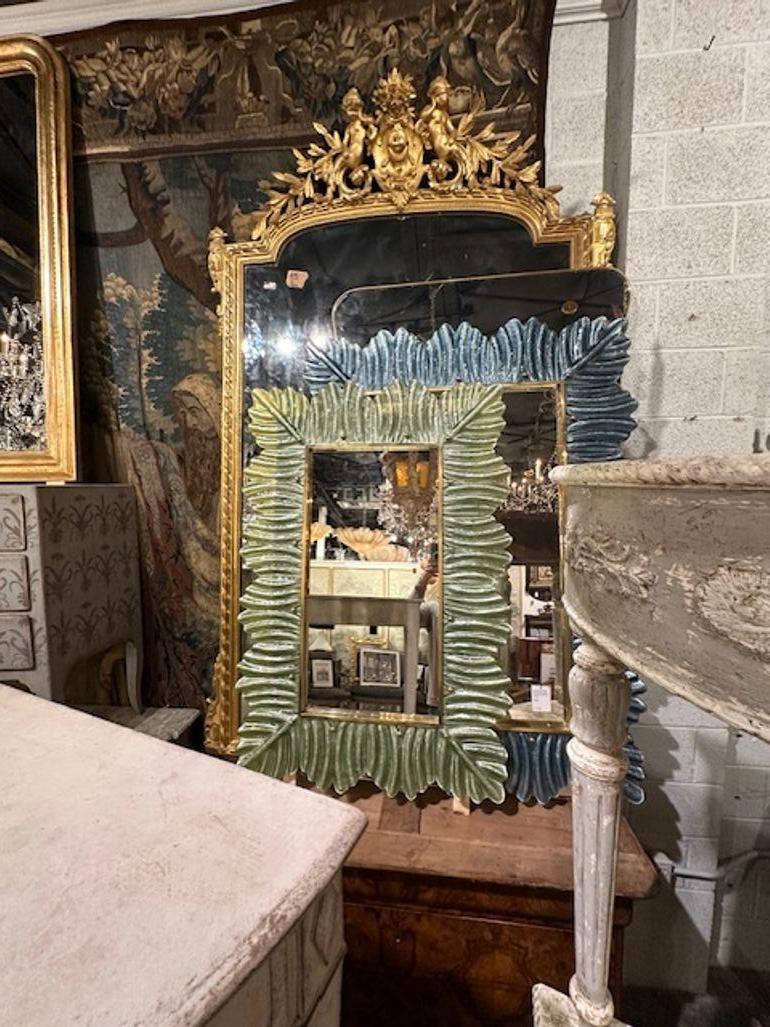 Miroir à feuilles de palmier en verre de Murano en vente 2