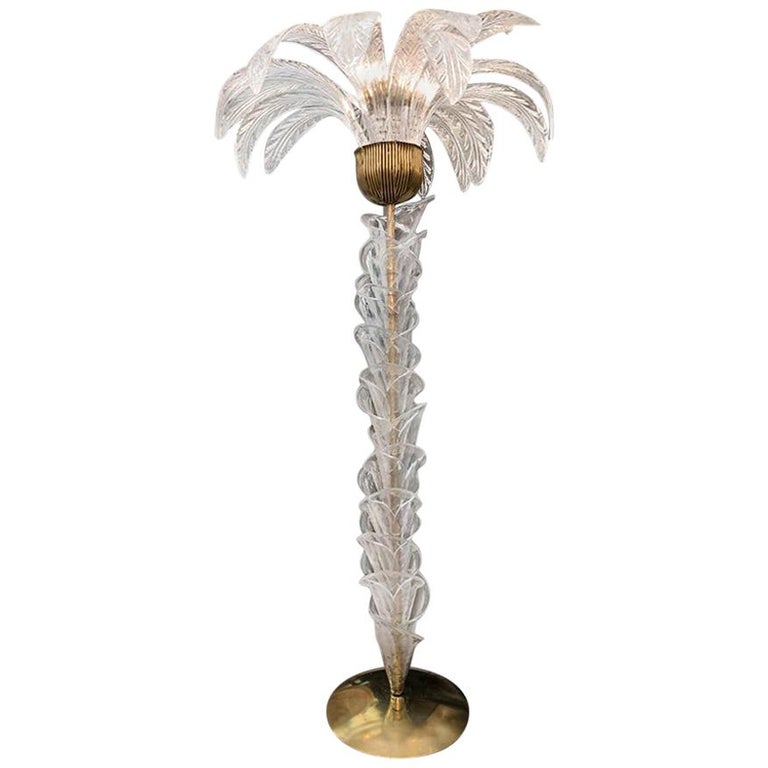 Murano Glass Palm Tree Floor Lamp, Palm Tree Floor Lamp Silver