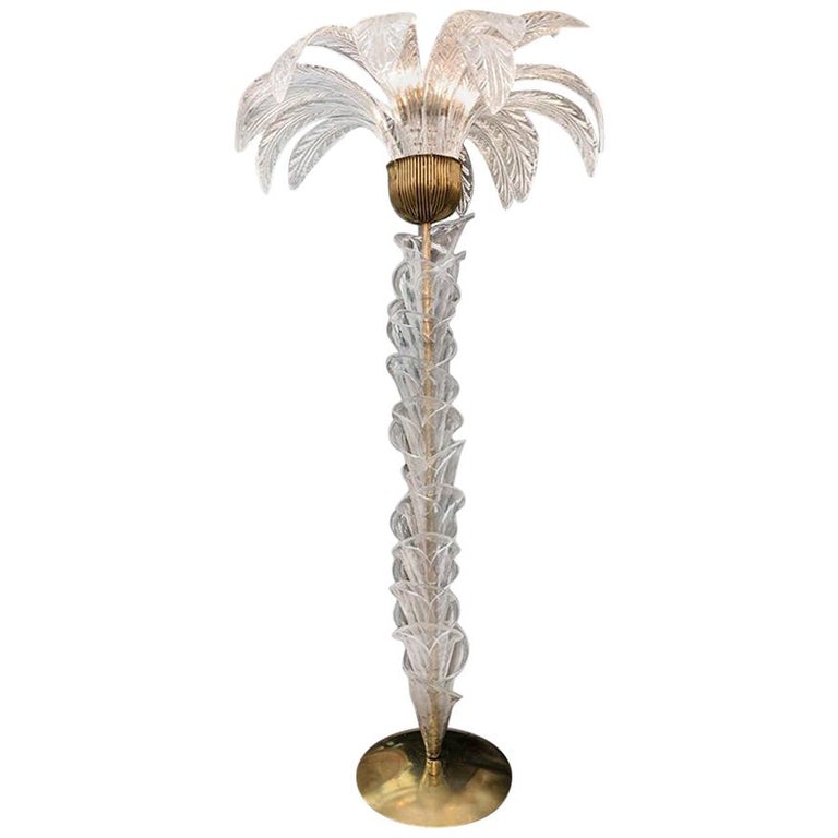 Murano Glass Palm Tree Floor Lamp Clear Leaves Brass Fittings 1970s For At 1stdibs Murano Glass Palm Tree Floor Lamp, Palm Tree Floor Lamp Silver
