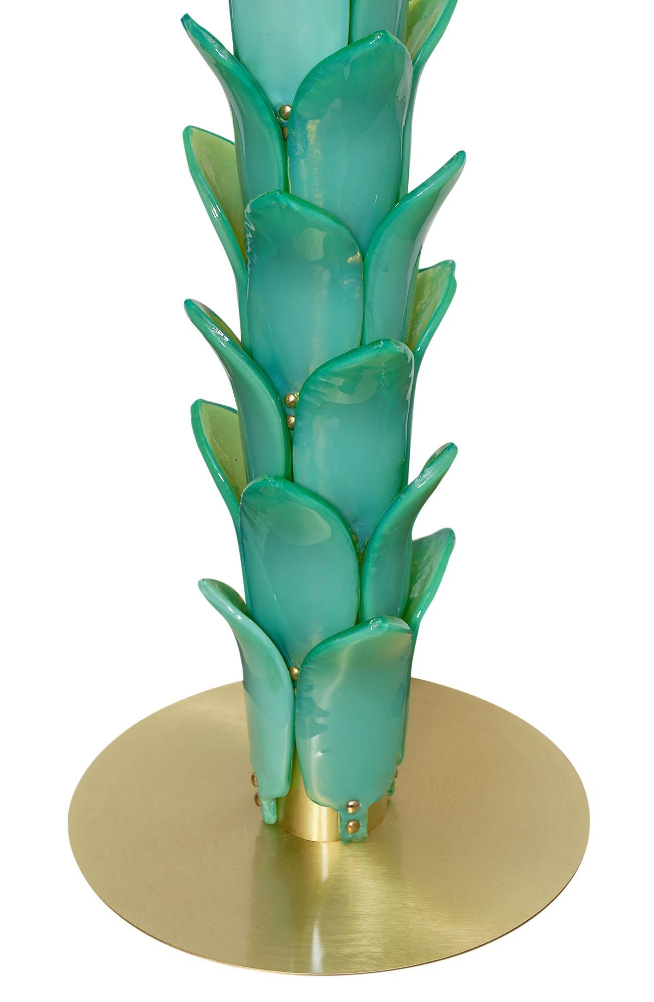 Brass Murano Glass Palm Tree Floor Lamp