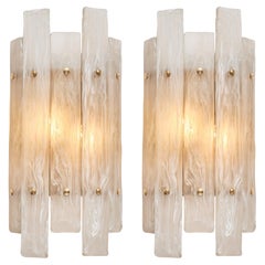 Murano Glass Paneled Alabaster Sconces