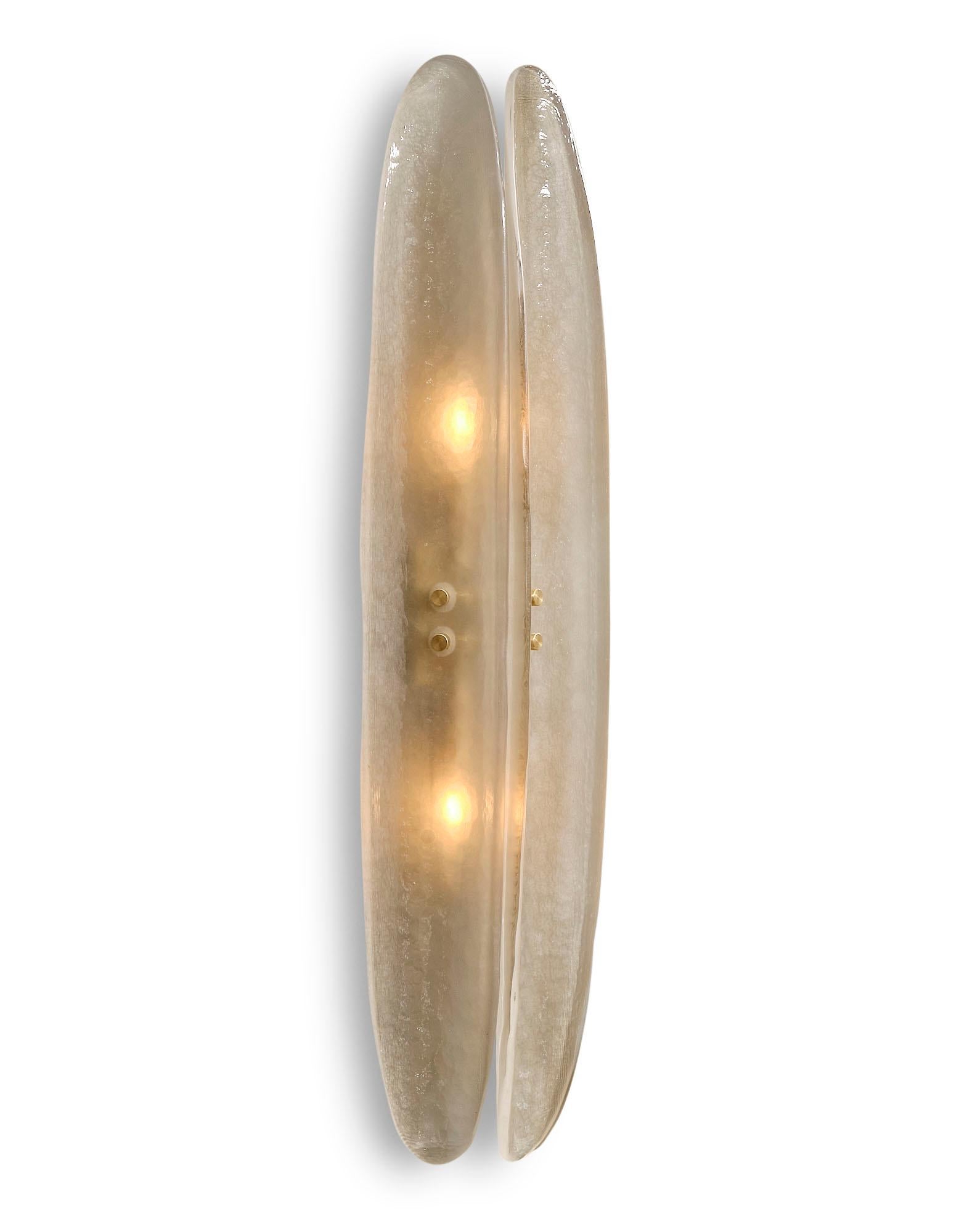 Brass Murano Glass Paneled Sconces For Sale