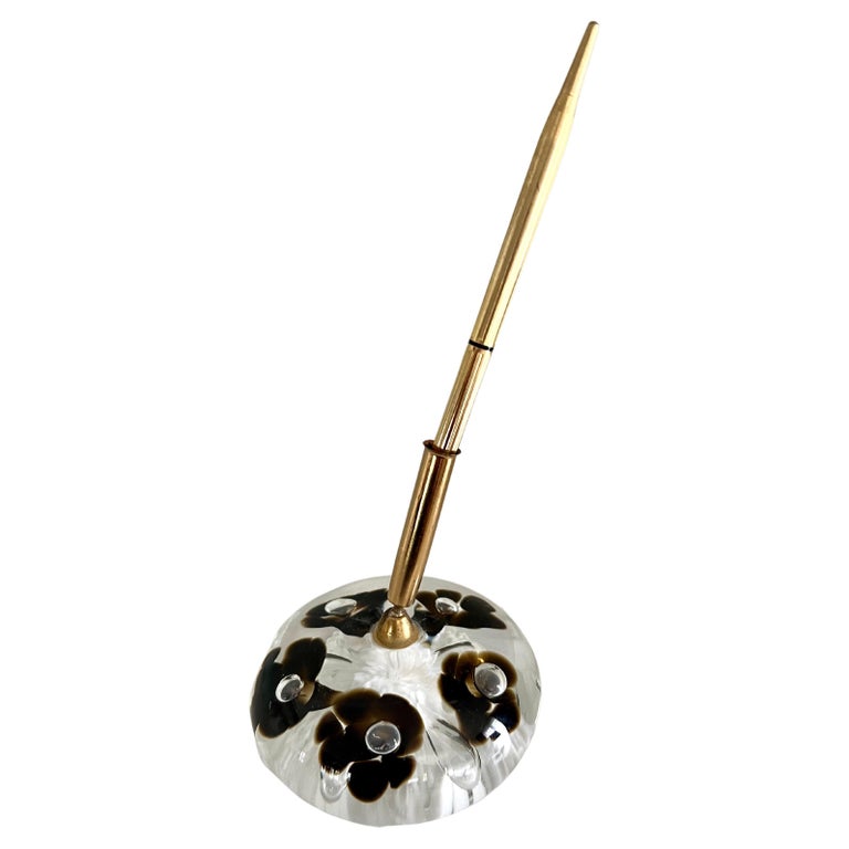 Murano Glass Paper Weight with Gold Desk Pen For Sale at 1stDibs
