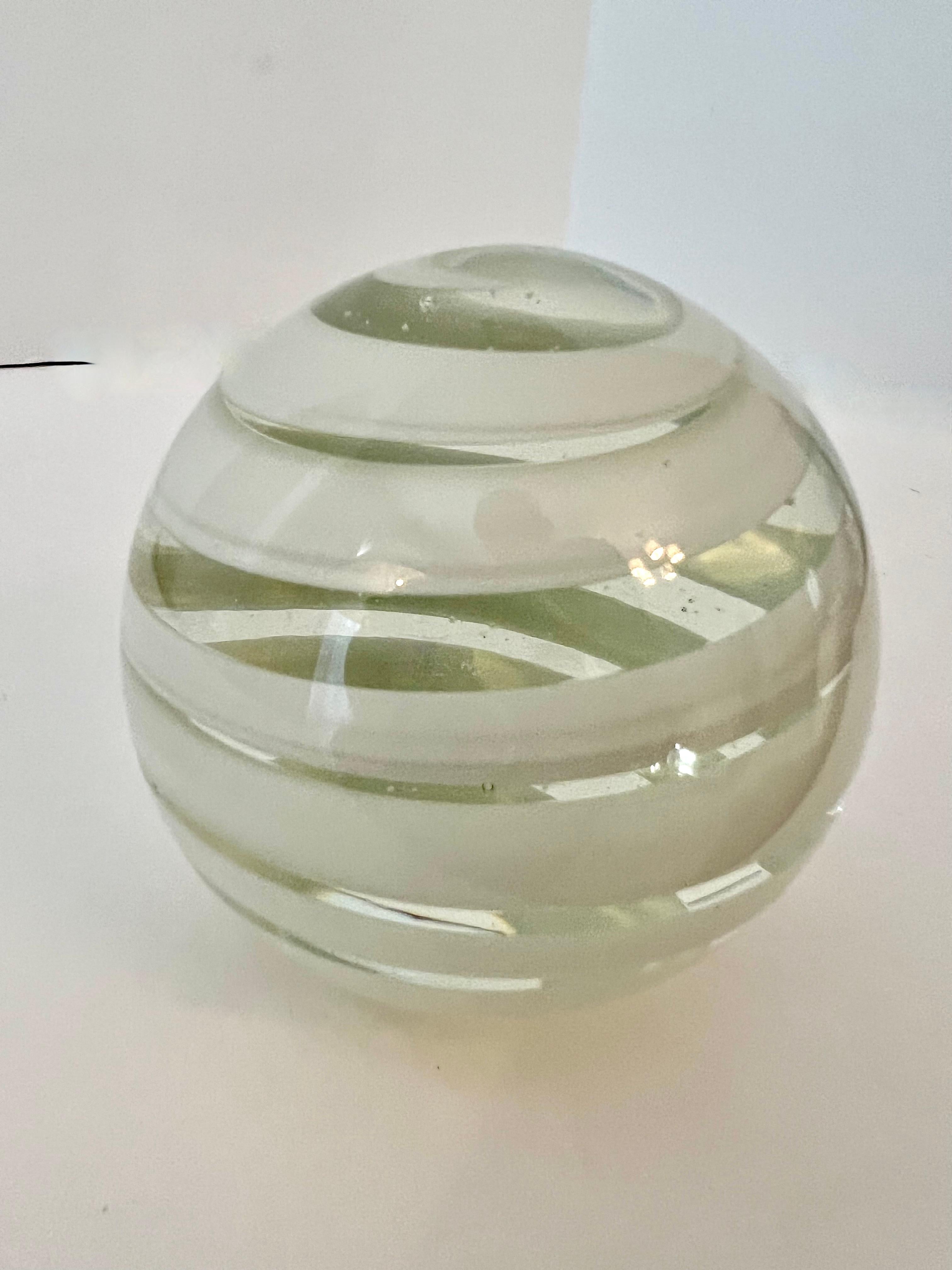 Mid-Century Modern Paperweight with Swirl Details in the Style of Murano Glass  For Sale