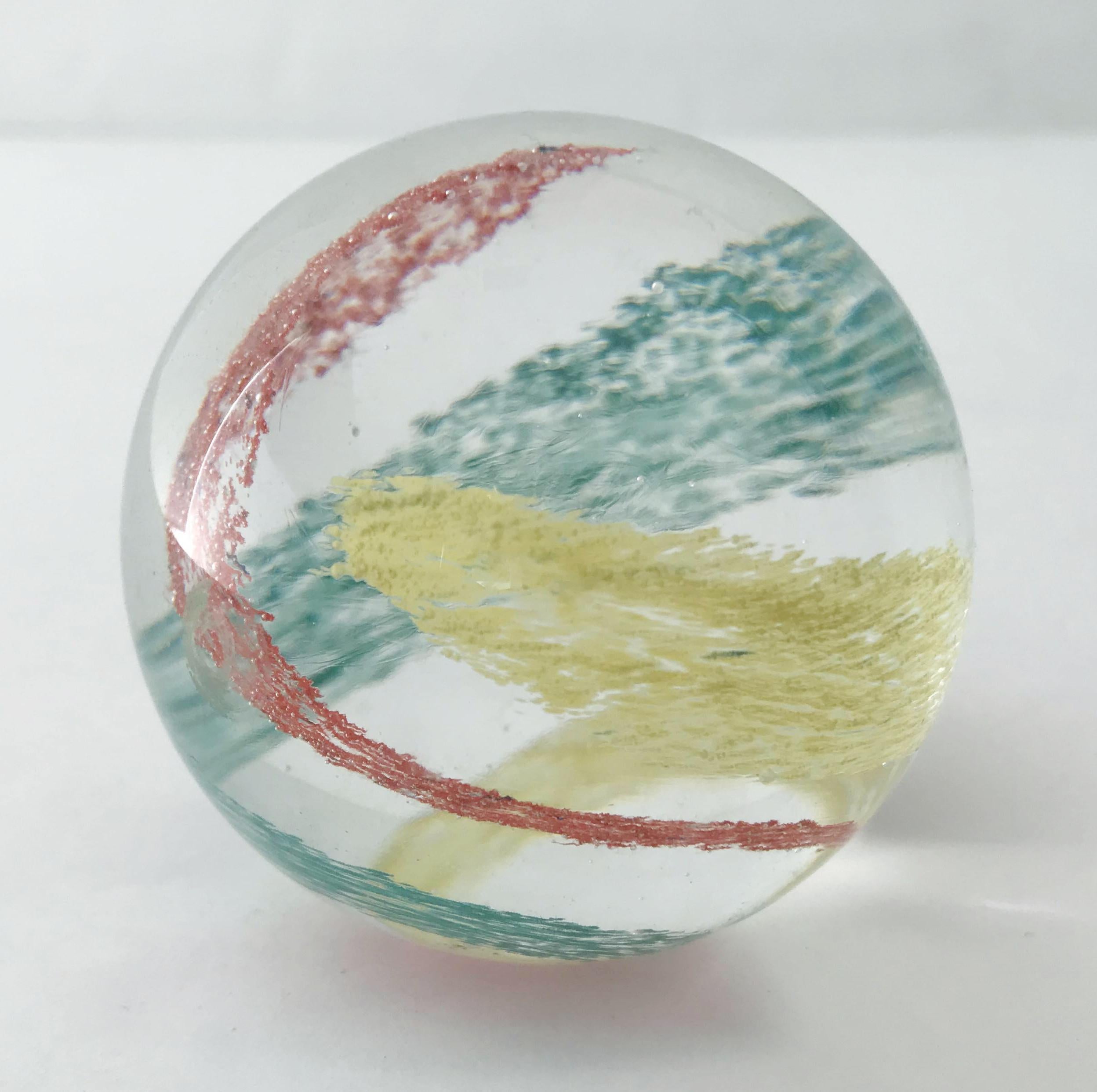 Vintage Italian Murano glass paperweight hand blown with red, green, and yellow swirl pattern / made in Italy, circa 1960s
Measures: Diameter 2.5 inches, height 2.5 inches
1 in stock in Palm Springs ON 50% OFF SALE for $199 !
Please note the minor