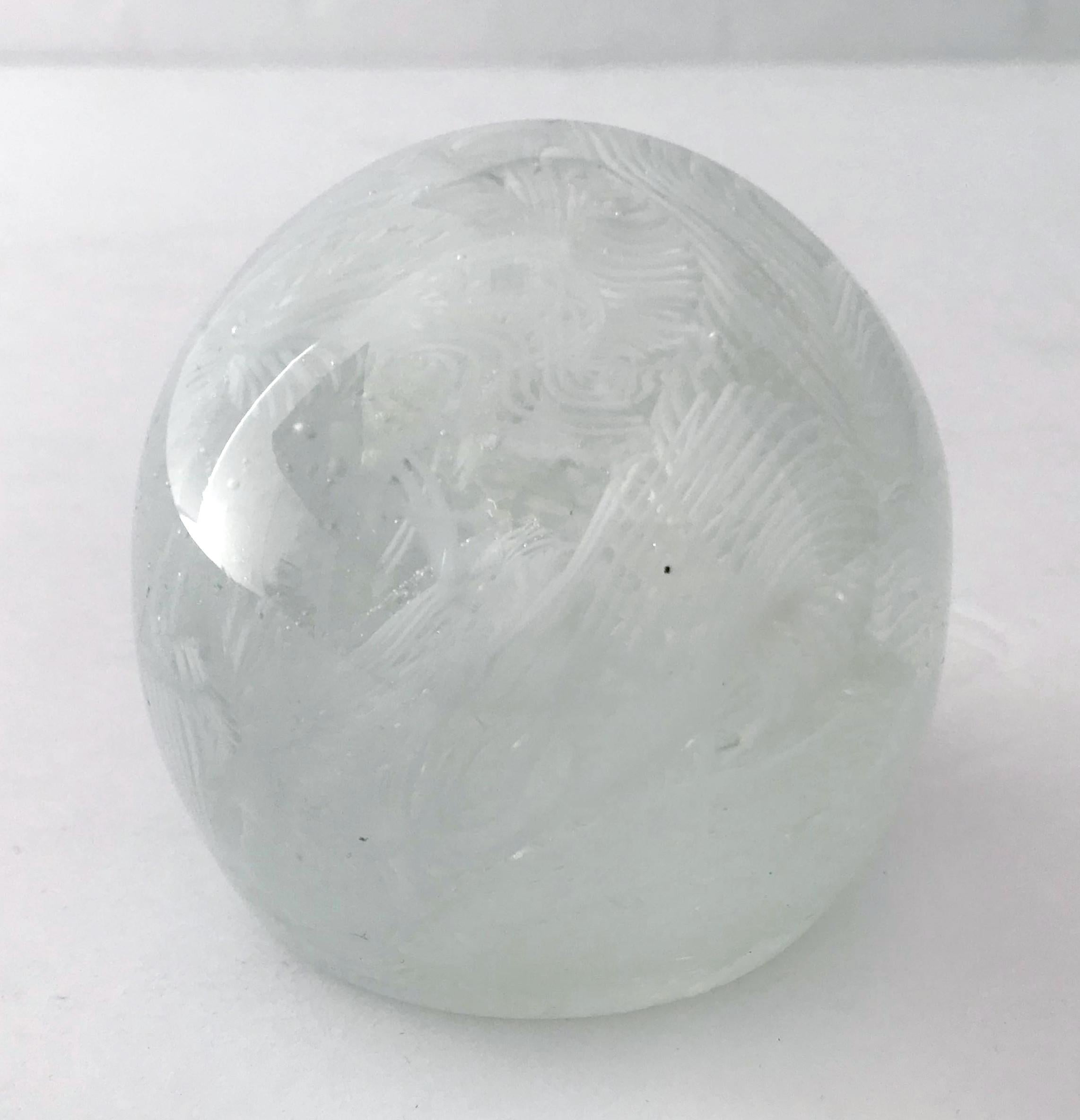 Vintage Italian Murano glass paperweight hand blown with white 