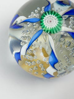 Murano Glass Paperweight, Fratelli Toso Bullicante Murrine Sphere, Italy, 1960s