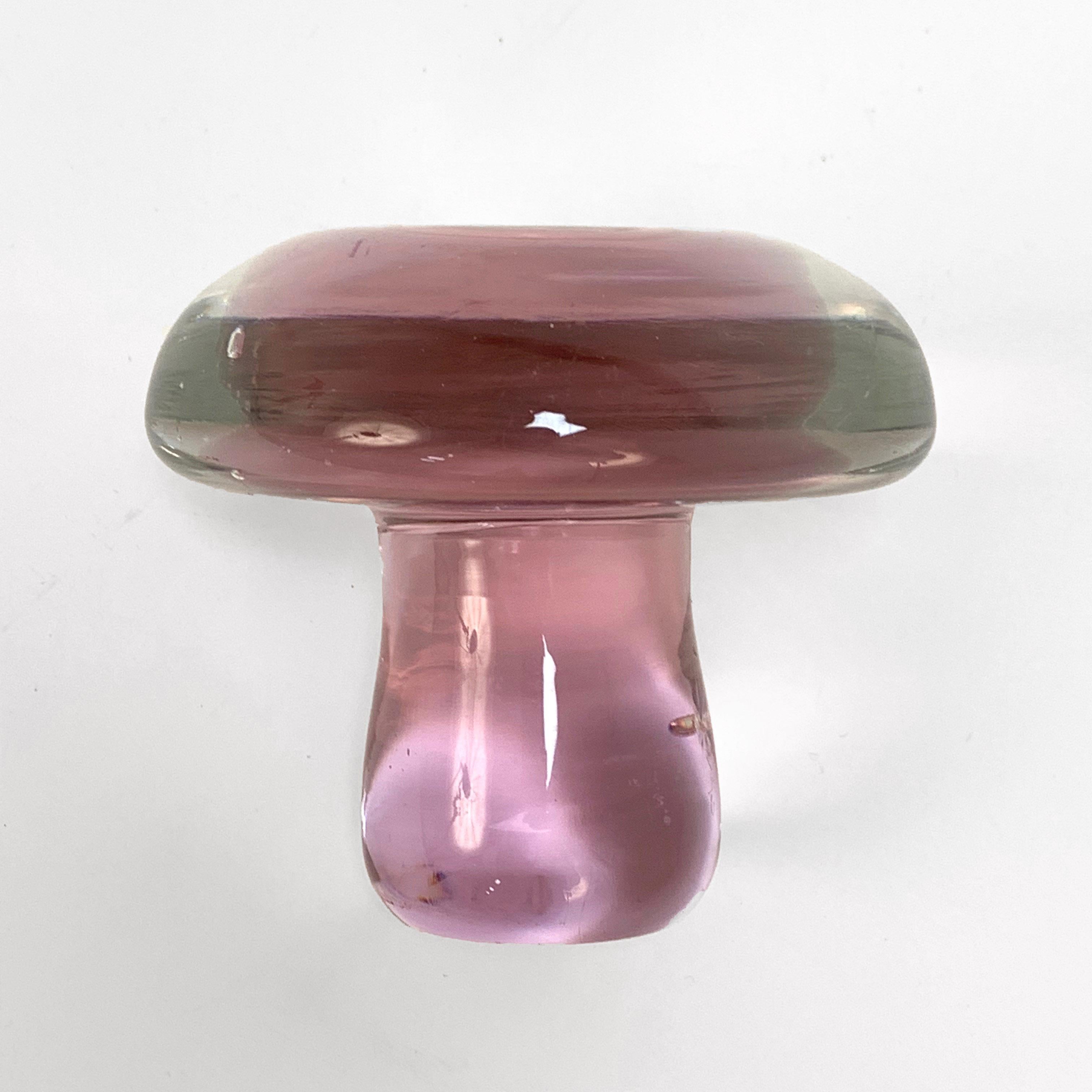 Mid-Century Modern Murano Glass Paperweight in the Shape of a Mushroom, Italy, 1960s, Pink Glass