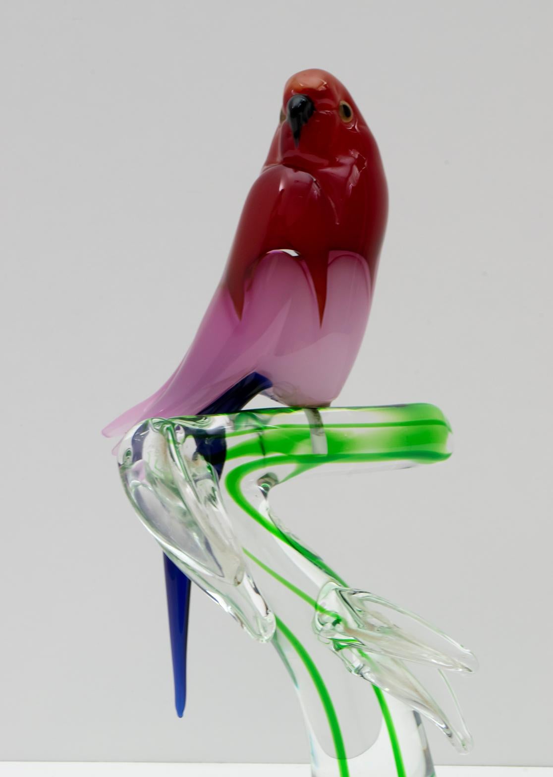 Murano Glass Parrot Sculpture by Arnaldo Zanella 6