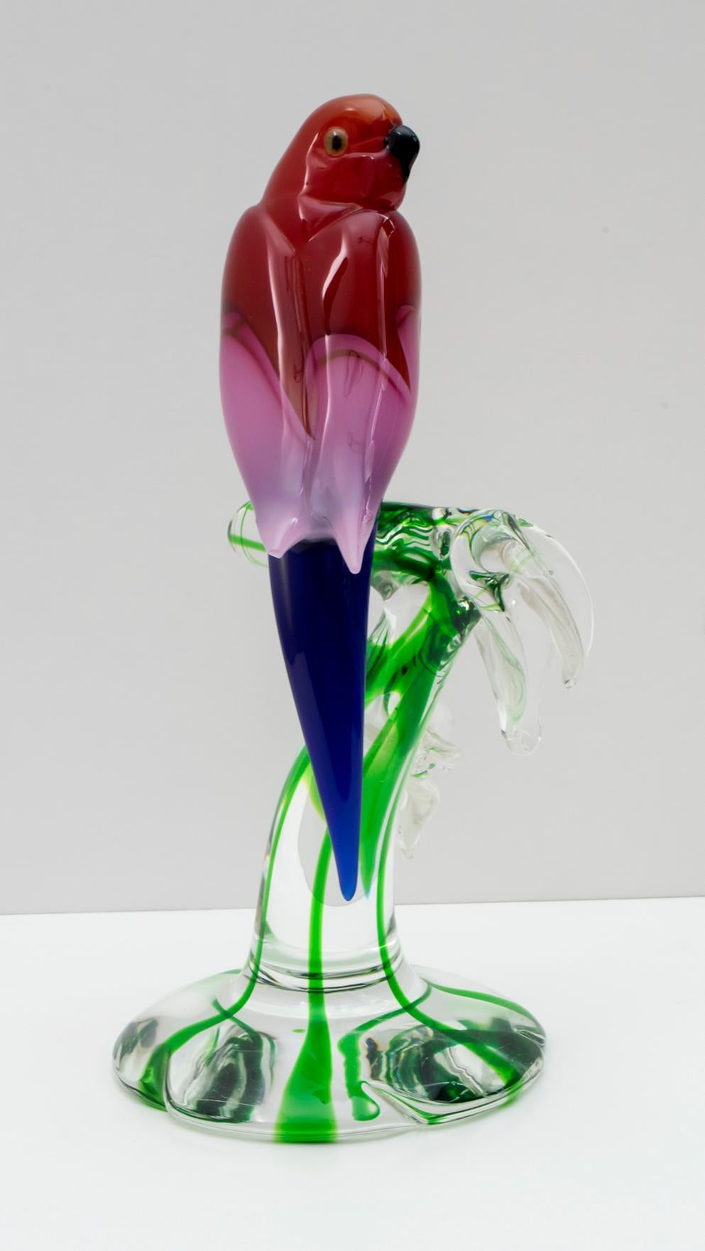 Murano Glass Parrot Sculpture by Arnaldo Zanella 7