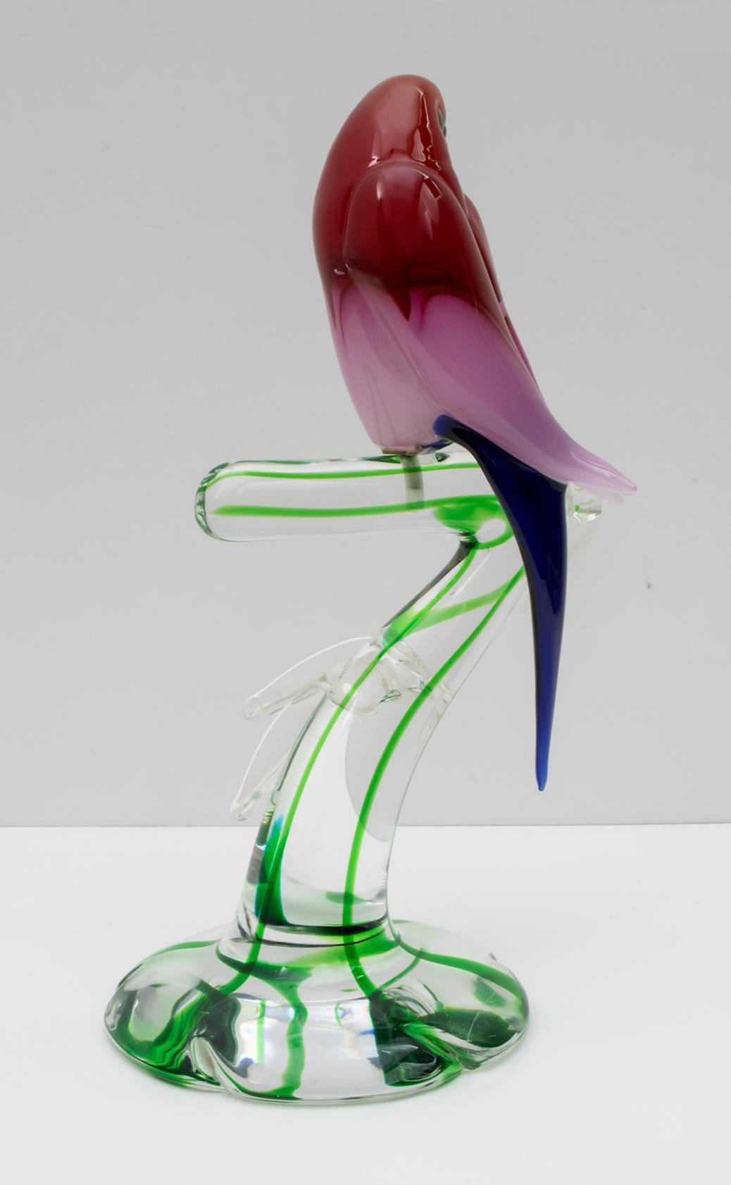 Murano Glass Parrot Sculpture by Arnaldo Zanella 9