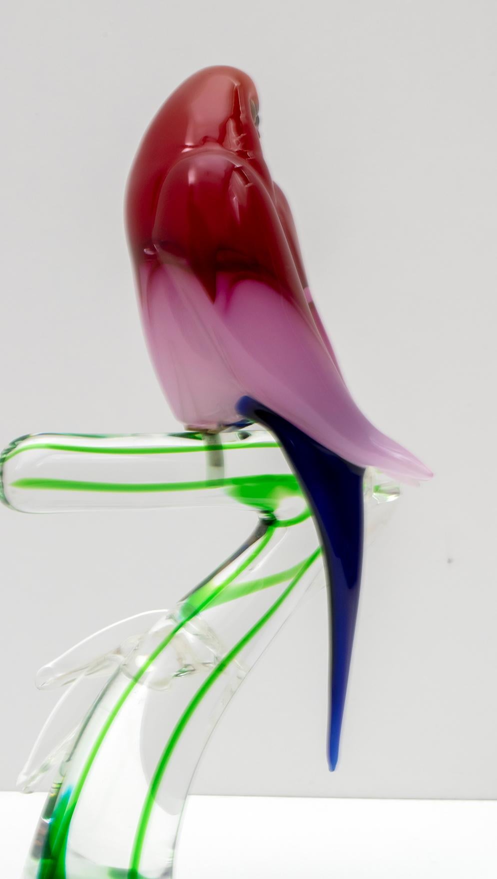 Murano Glass Parrot Sculpture by Arnaldo Zanella 10