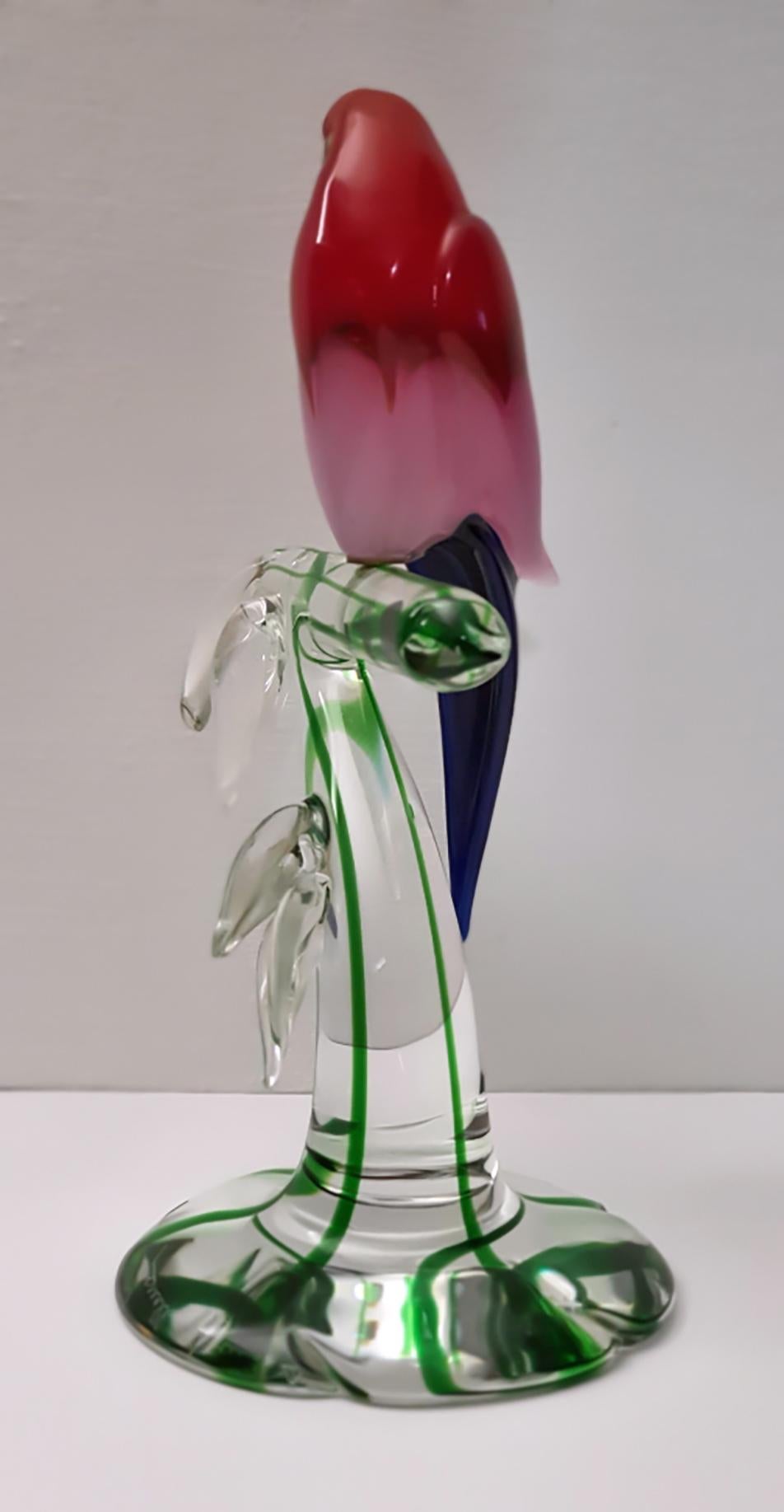 Murano Glass Parrot Sculpture by Arnaldo Zanella 1