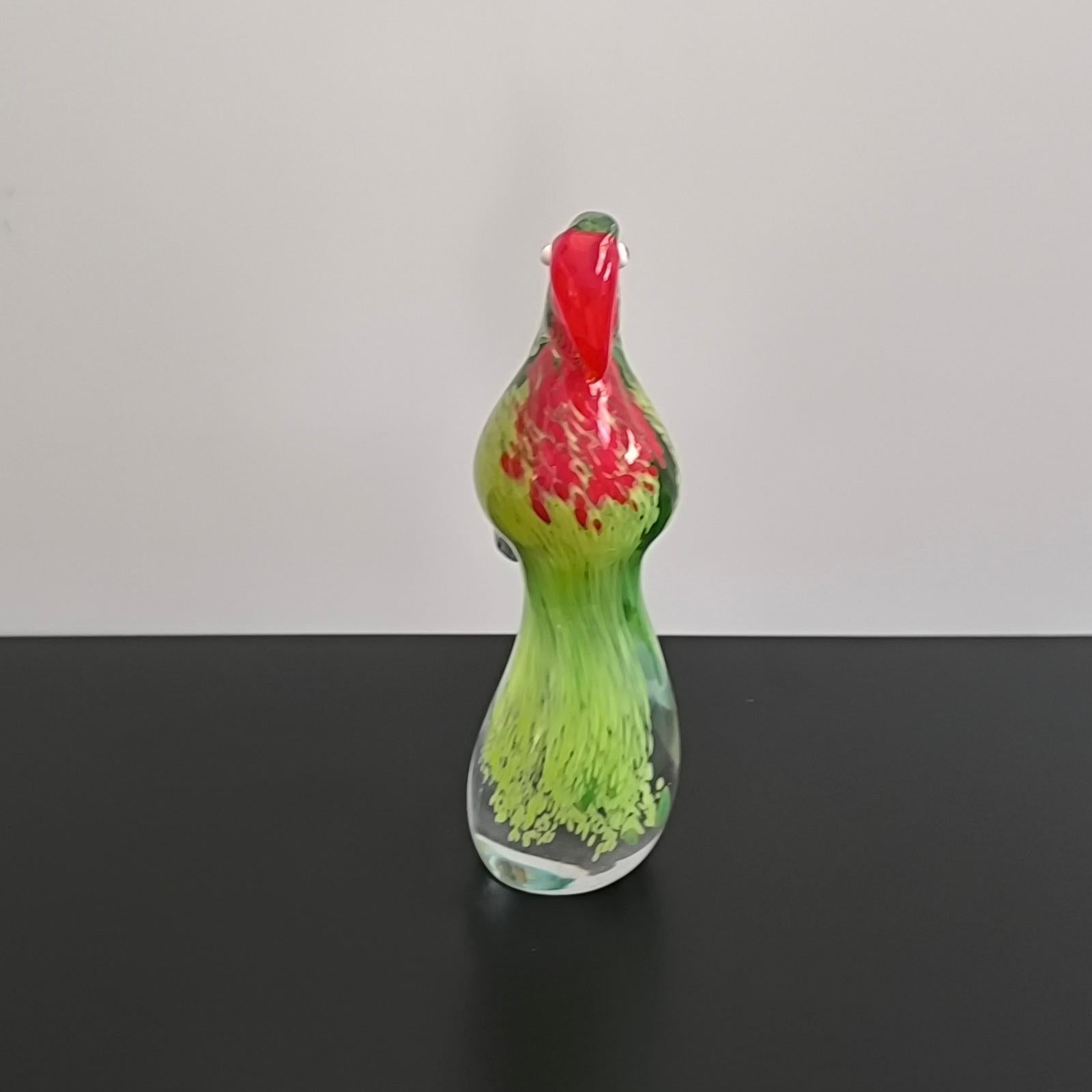 Escultura loro de cristal de Murano, Pisapapeles Italiano en venta