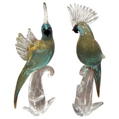 Murano Glass Parrot Sculptures