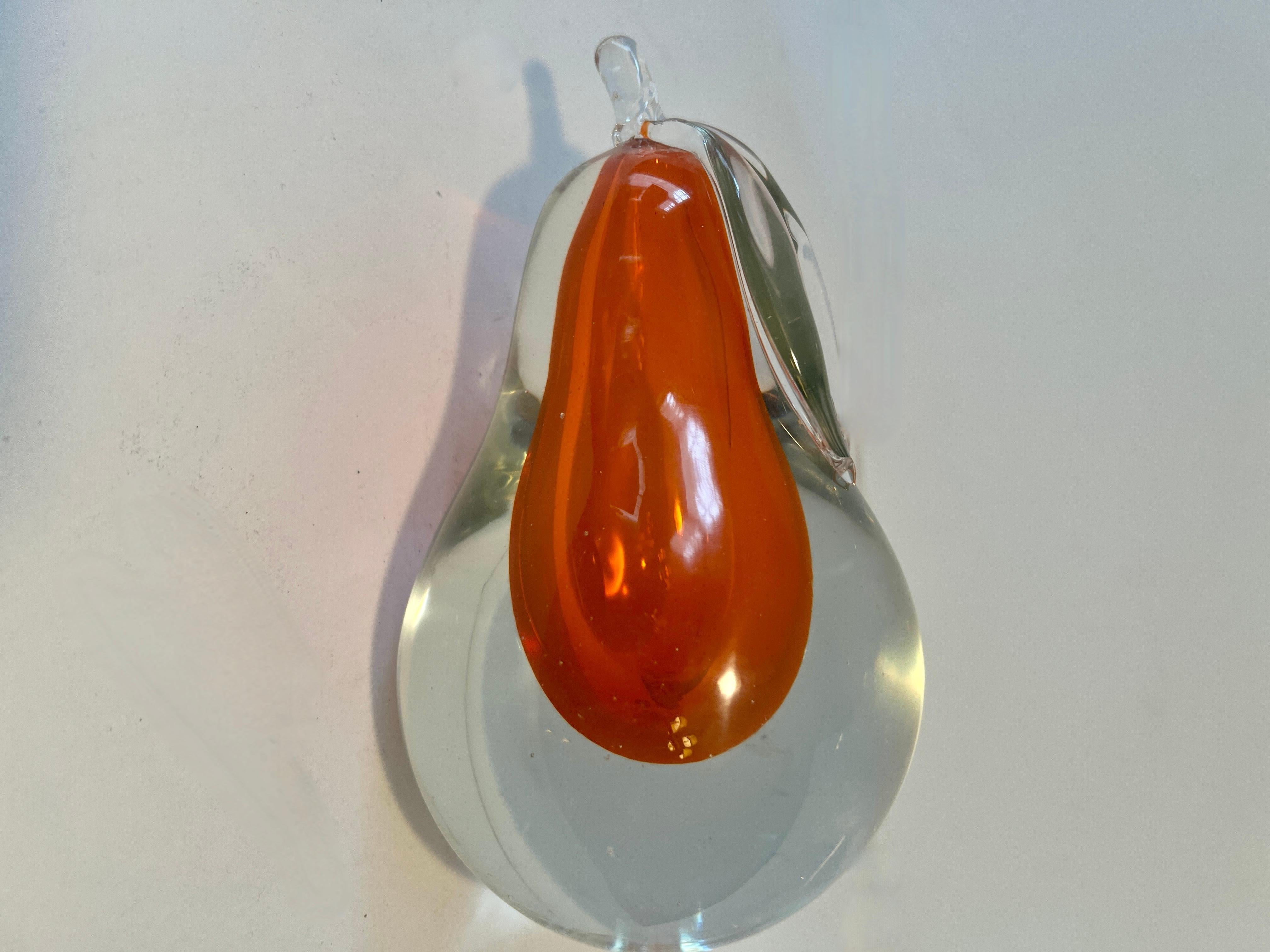 Murano Glass Pear Bookend Paperweight or Decorative Piece In Good Condition For Sale In Los Angeles, CA