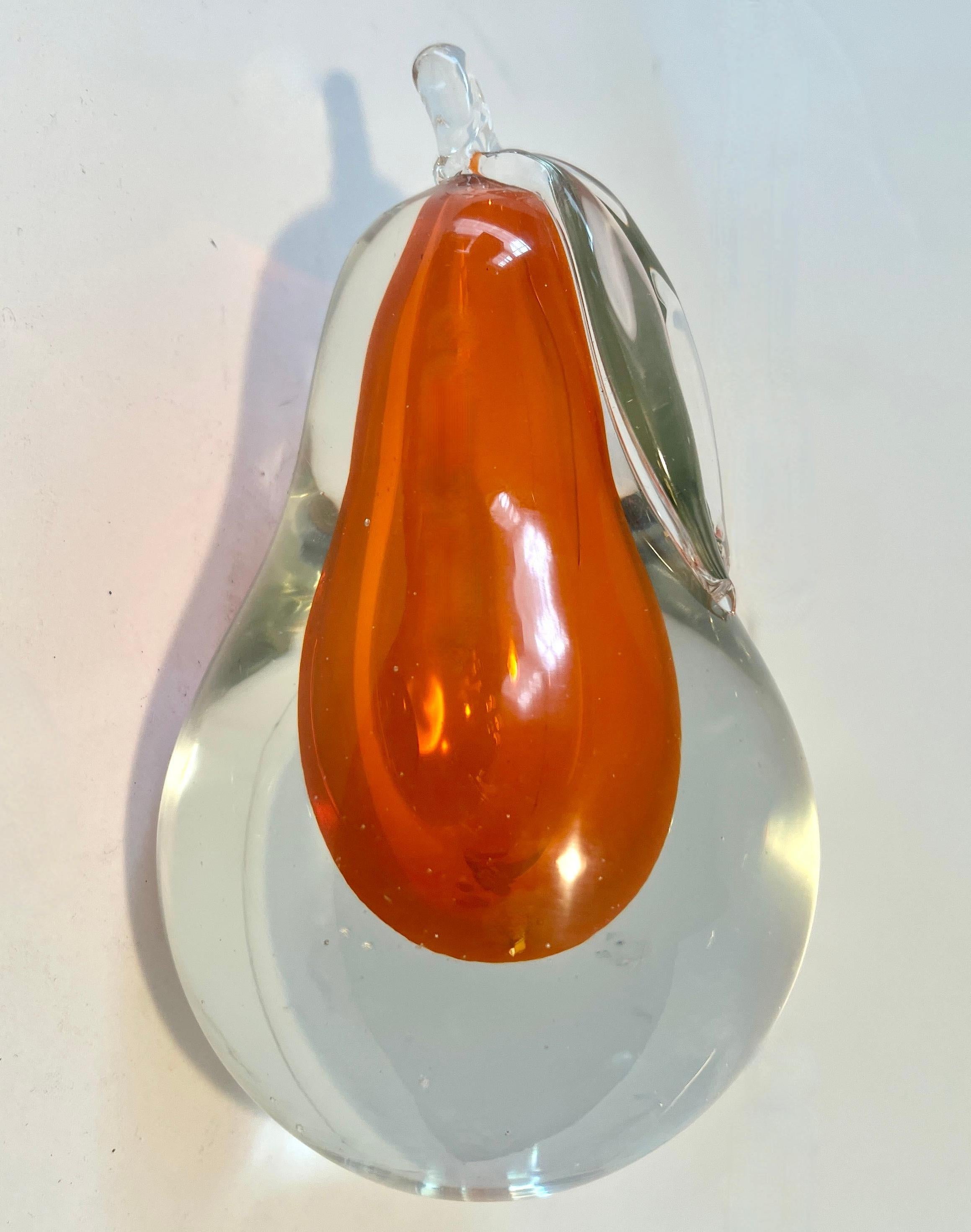 20th Century Murano Glass Pear Bookend Paperweight or Decorative Piece For Sale