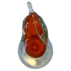 Vintage Murano Glass Pear Bookend Paperweight or Decorative Piece