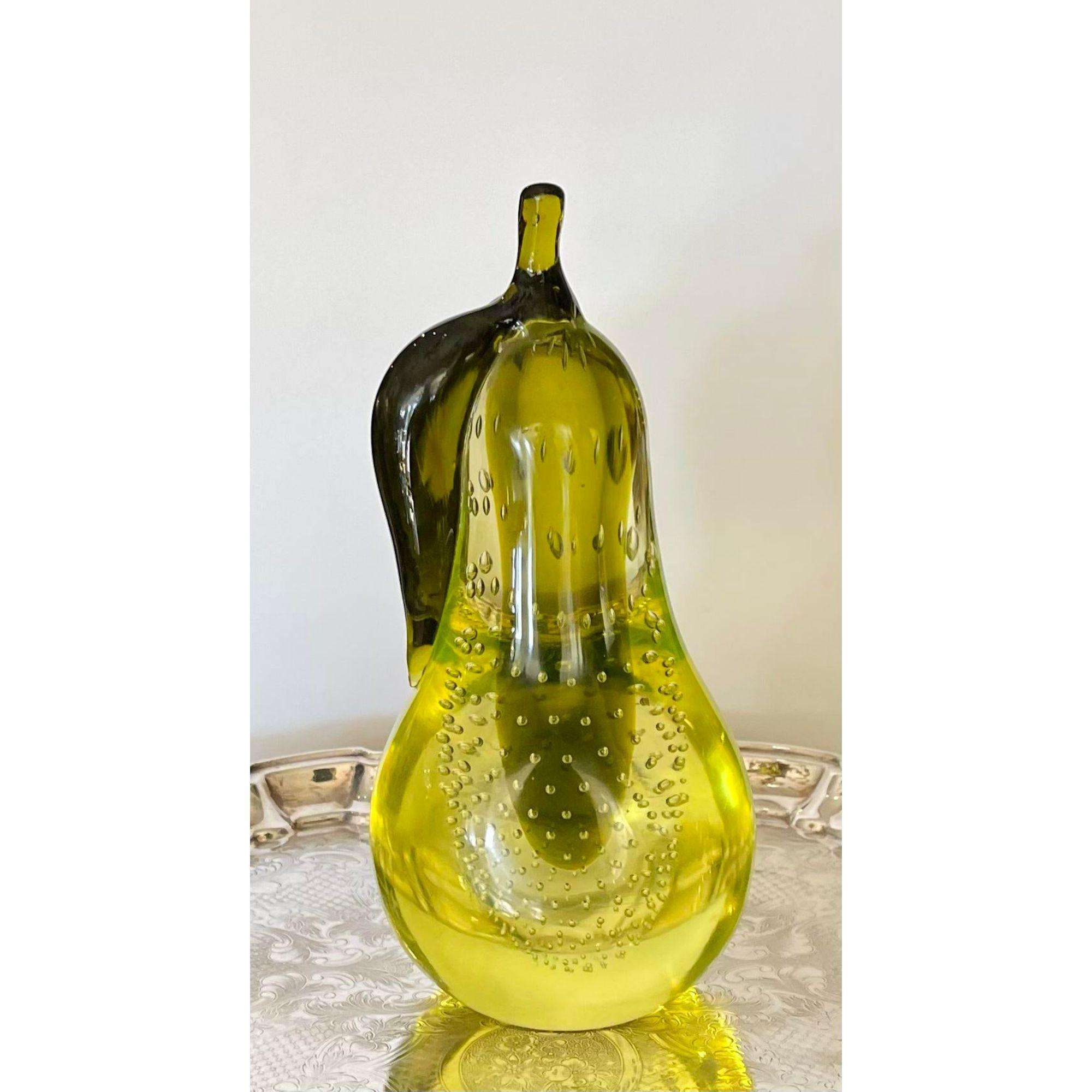 glass pear paperweight
