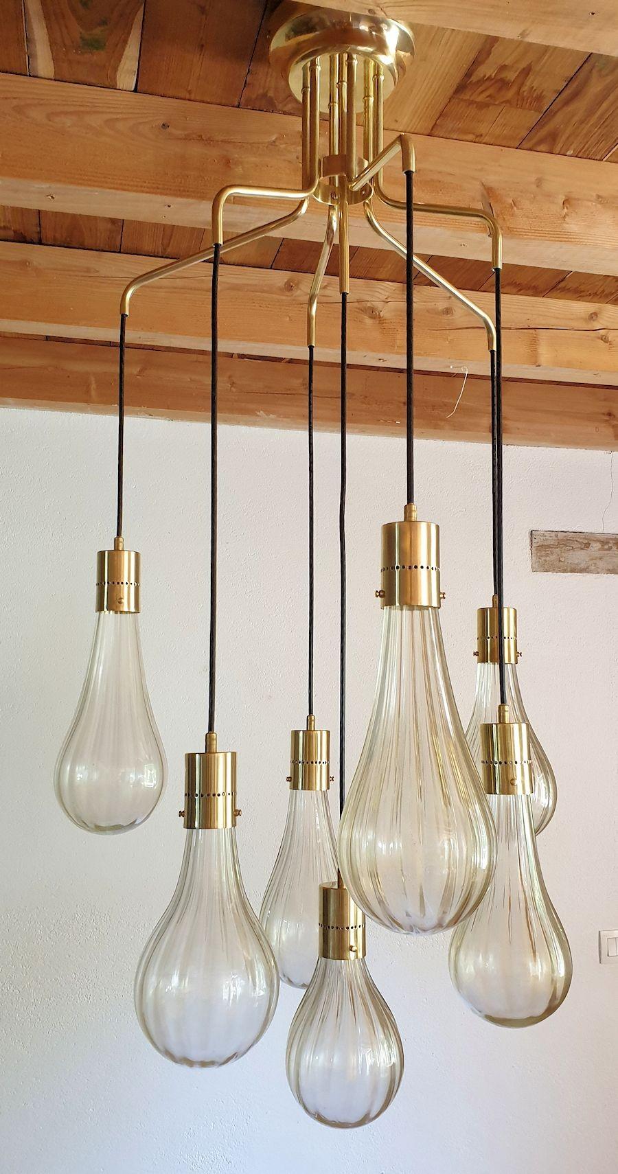 Italian Murano Glass Pendant Chandelier For Sale