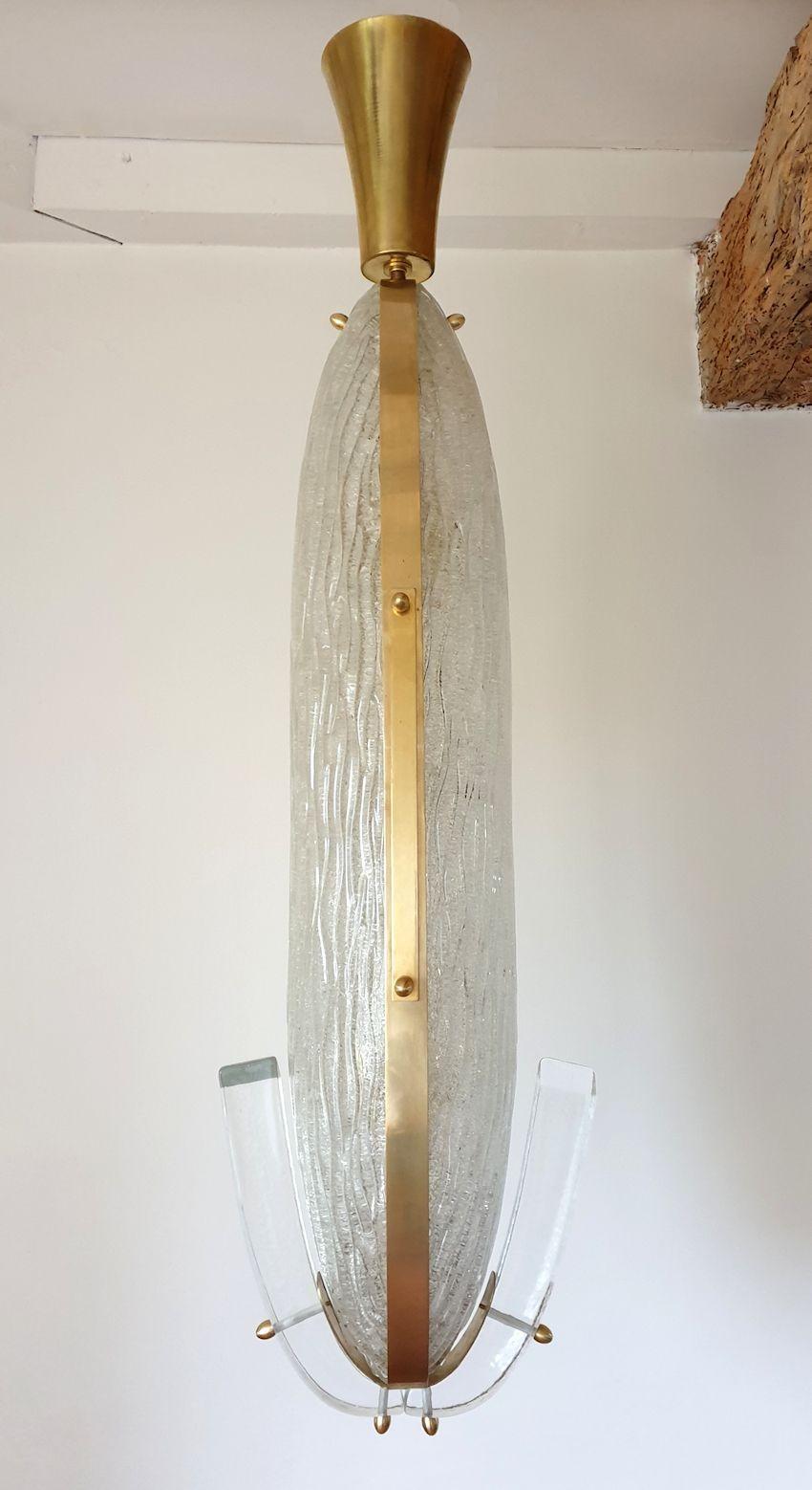 Brass Murano Glass Pendant Chandelier, Italy