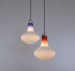 Murano glass pendant in white, red & blue by Massimo Vignelli for Venini, 1950's