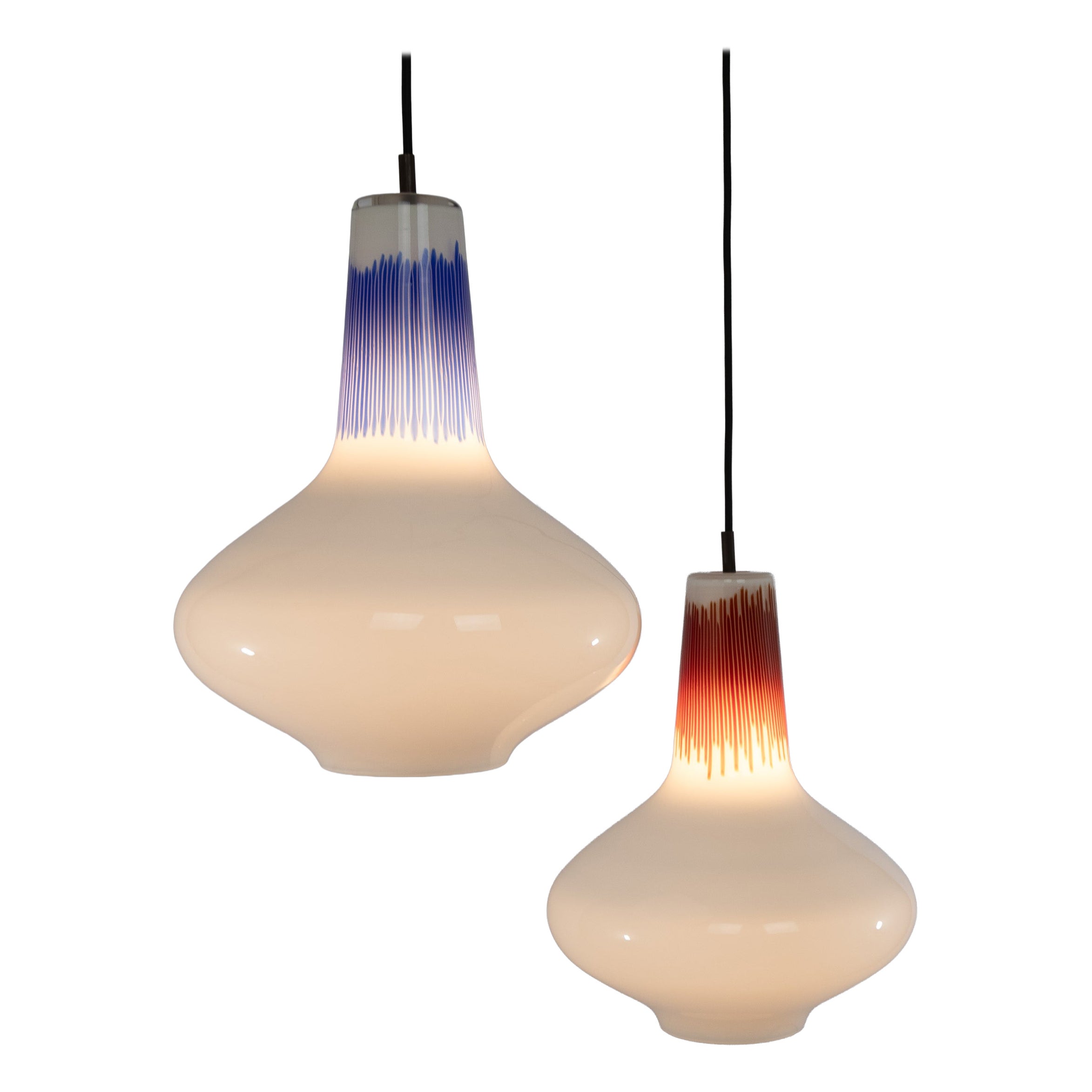 Murano glass pendant in white, red & blue by Massimo Vignelli for Venini, 1950's