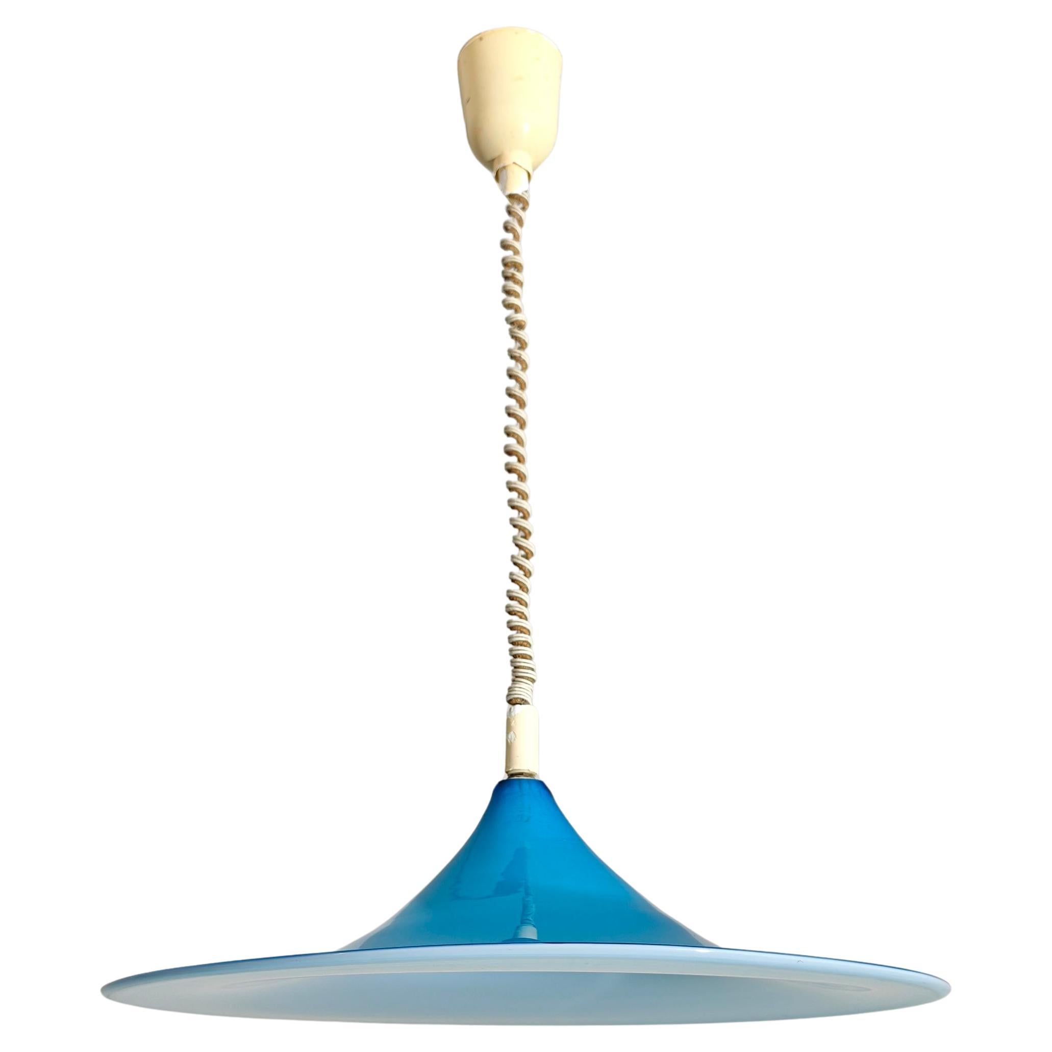 Murano Glass Pendant Lamp Blue White Italian Design 1960s Mid-Century Modern