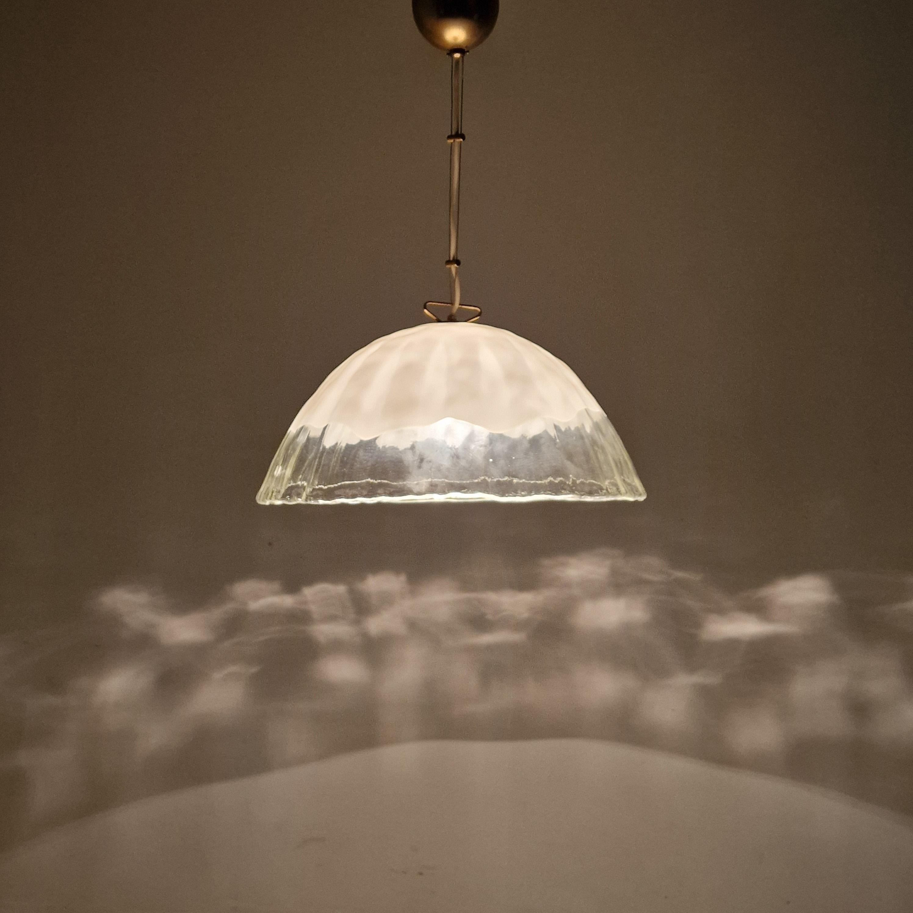 Brass Murano Glass Pendant Lamp by 