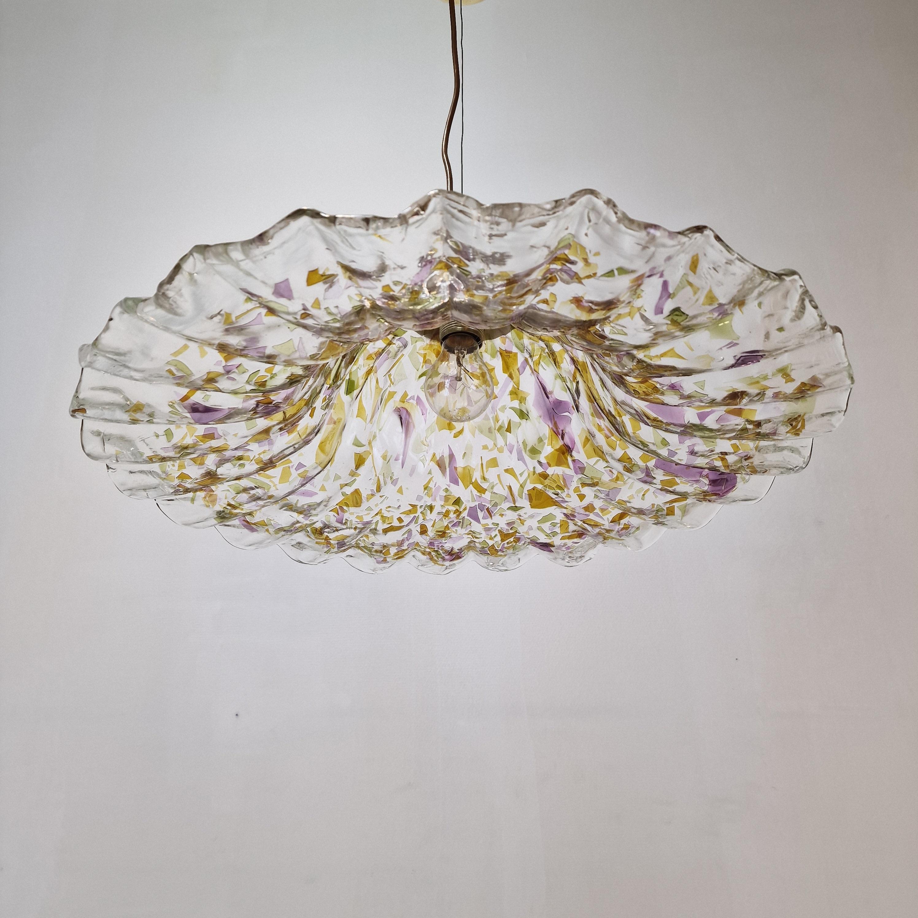 Brass Murano Glass Pendant Lamp by 