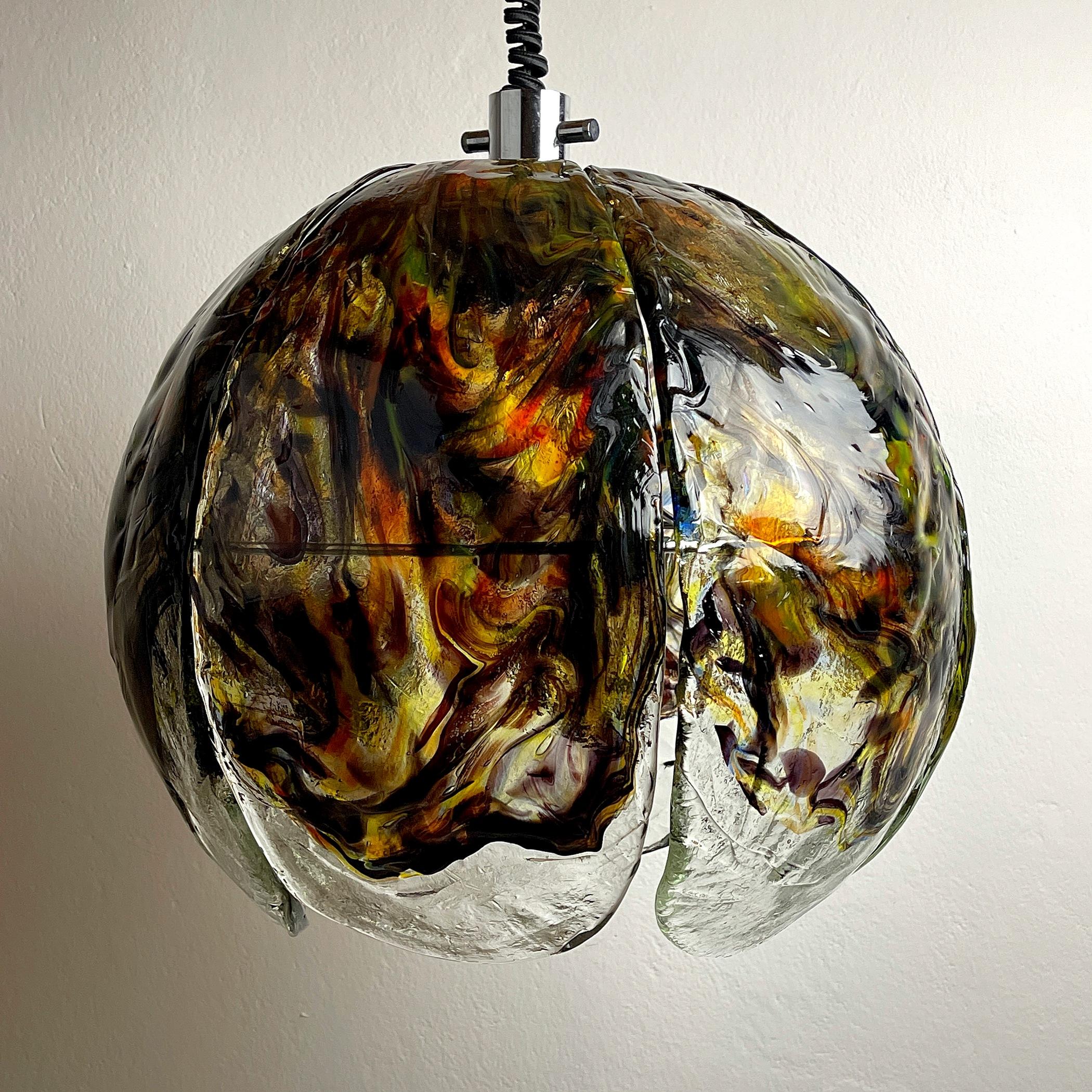 Lampada a sospensione in vetro di Murano di Mazzega, Italia, anni '70 in vendita 7