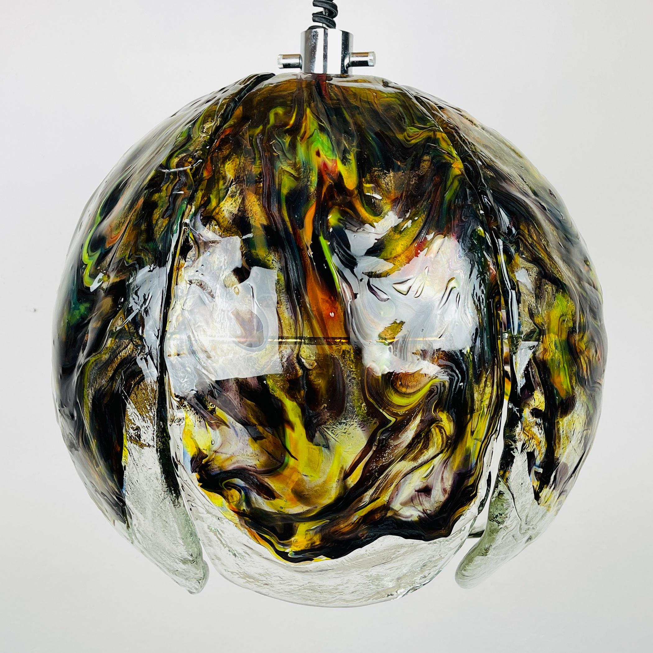 Mid-Century Modern Lampe à suspension en verre de Murano par Mazzega, Italie, 1970 en vente