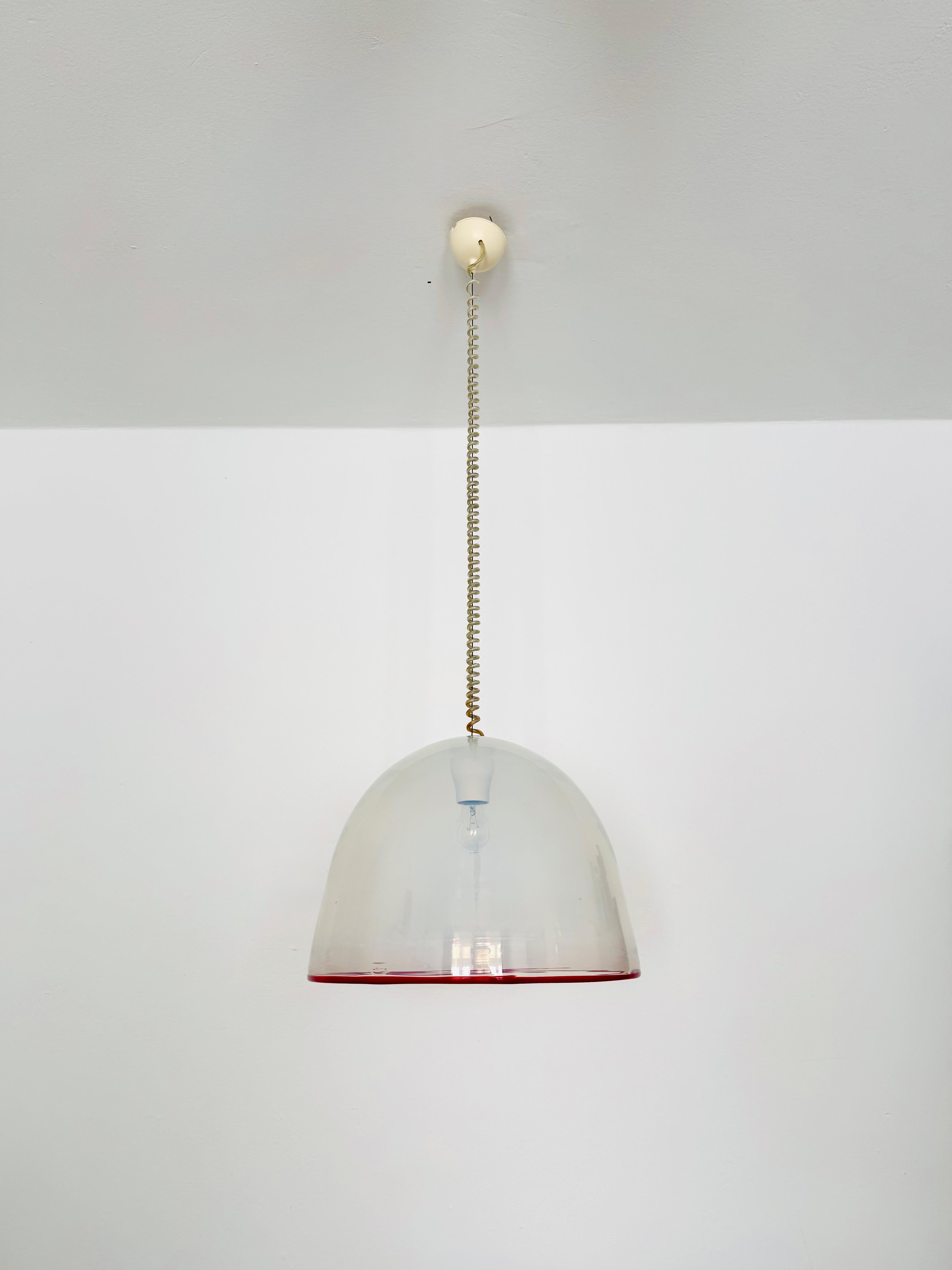 Milieu du XXe siècle Lampe suspendue en verre de Murano par Roberto Pamio & Renato Toso pour Leucos en vente