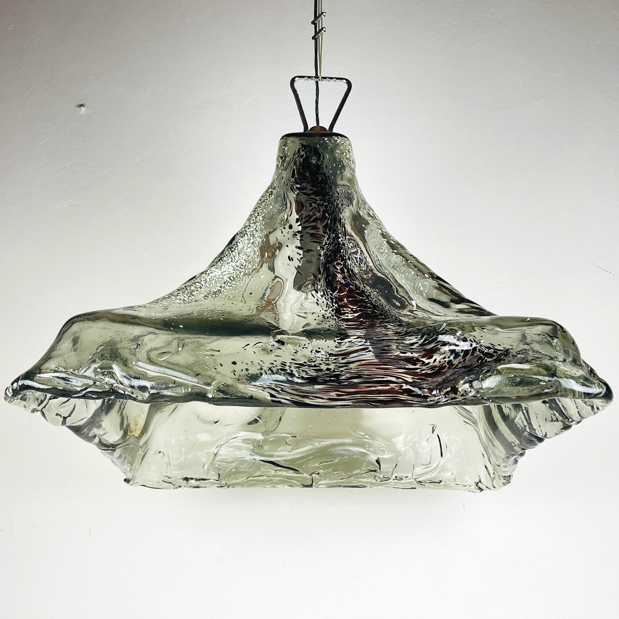 Mid-Century Modern Murano Glass Pendant Lamp Flower by Carlo Nason for AV Mazzega Italy 1970s  For Sale