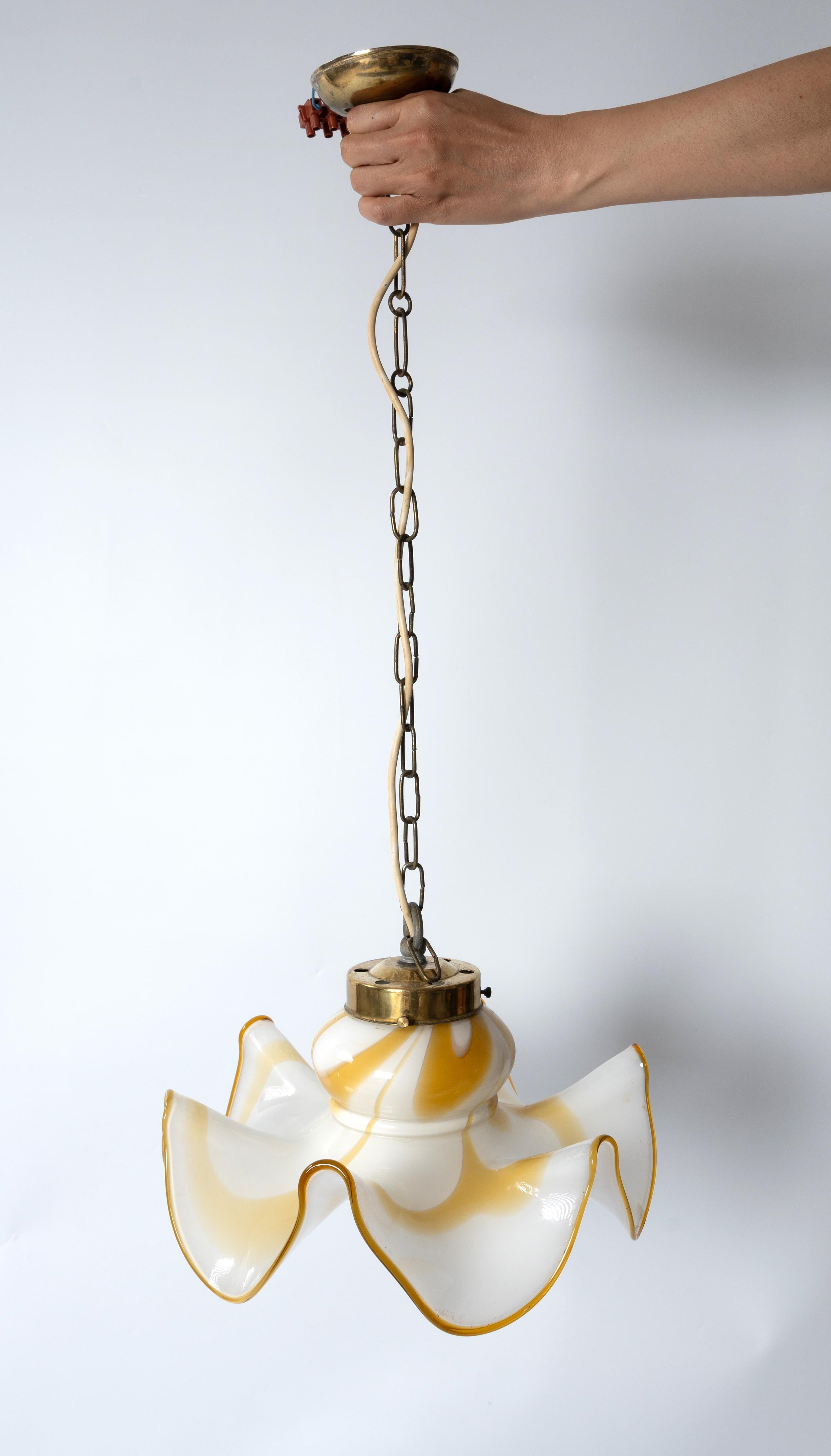 Murano Glass Pendant Lamp, Italy, 1970s In Good Condition For Sale In London, GB