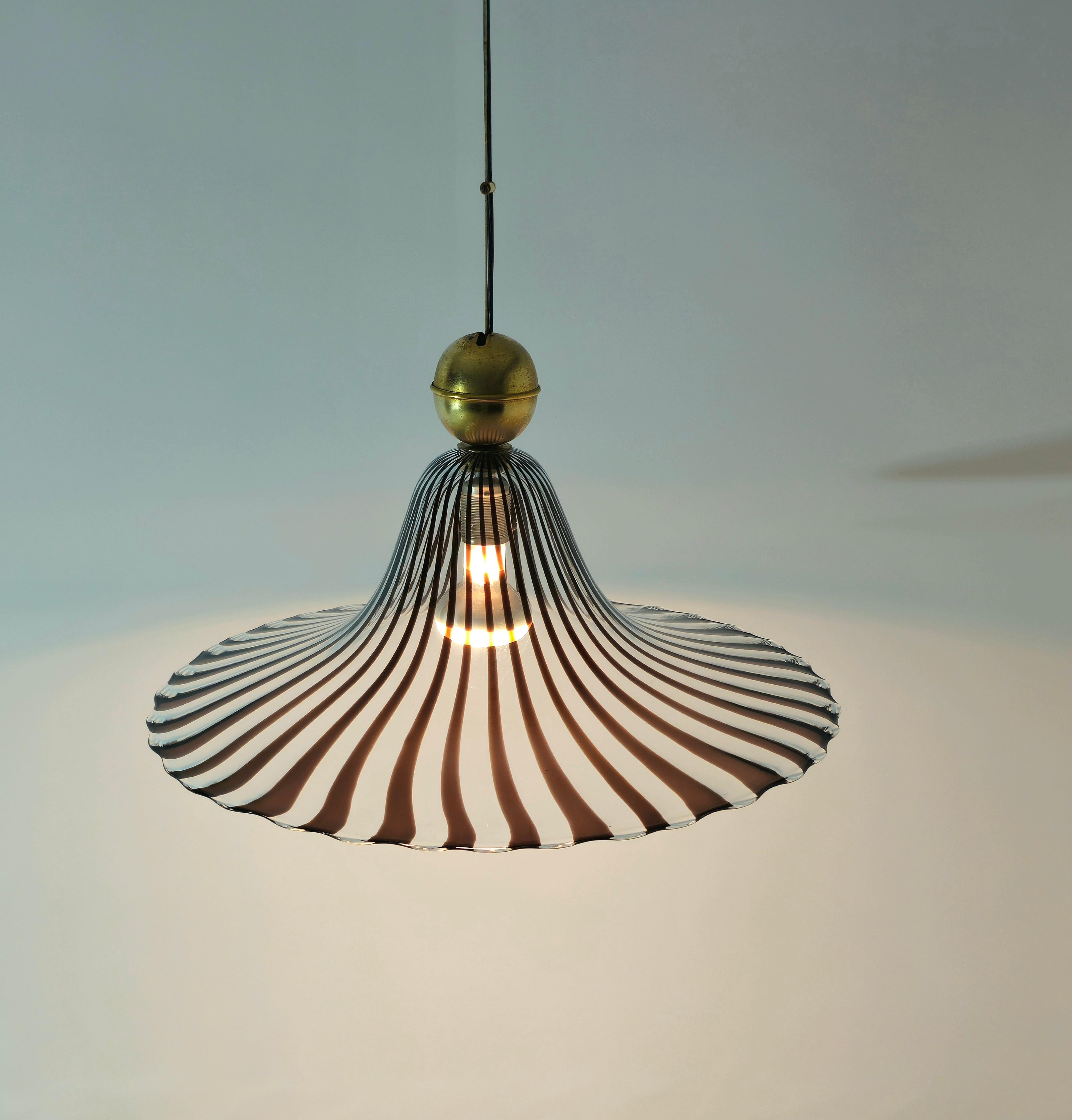 Murano Glass Pendant Lamp Lino Tagliapietra Mid-Century Modern Design Italy 70s 5