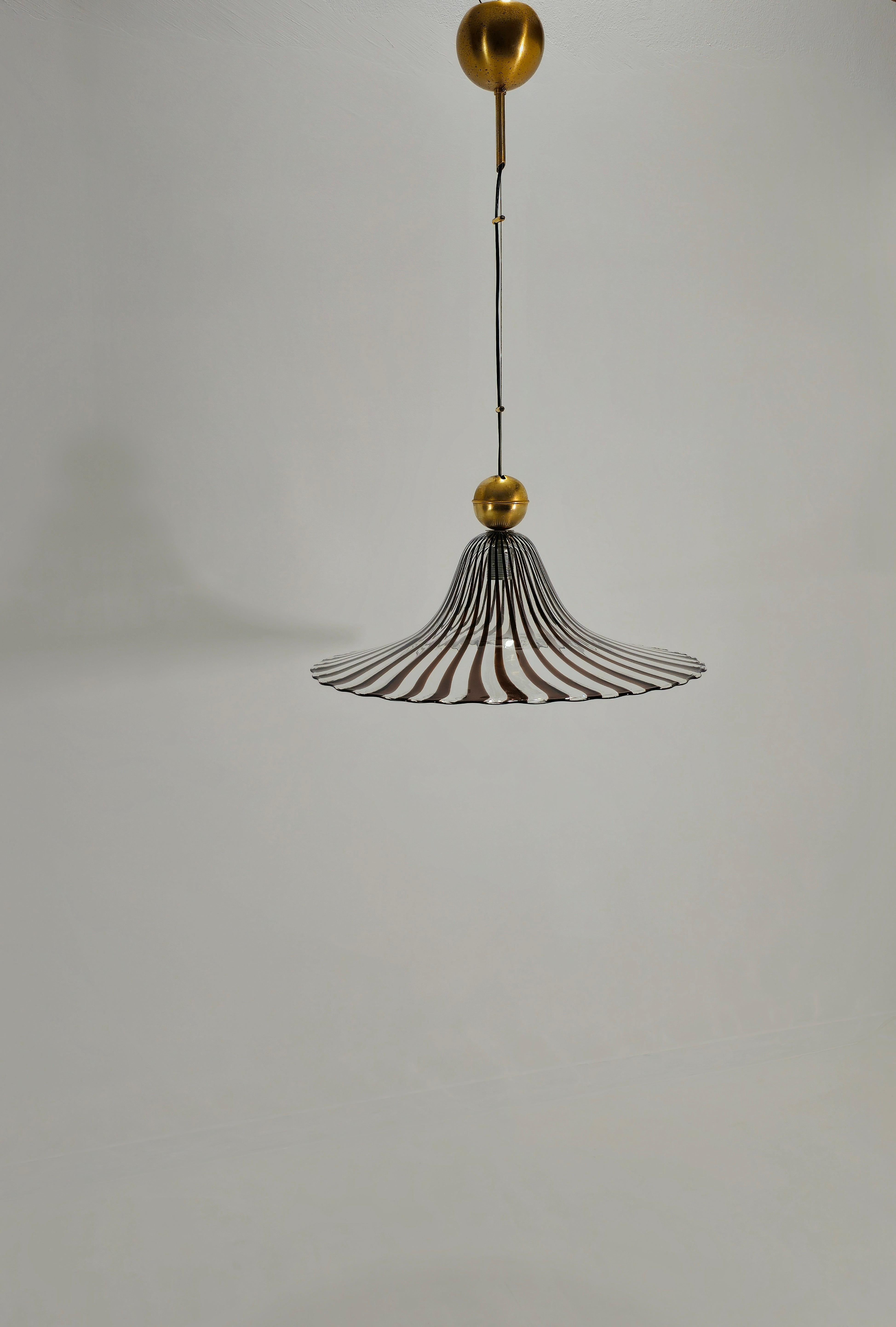 Murano Glass Pendant Lamp Lino Tagliapietra Mid-Century Modern Design Italy 70s 11