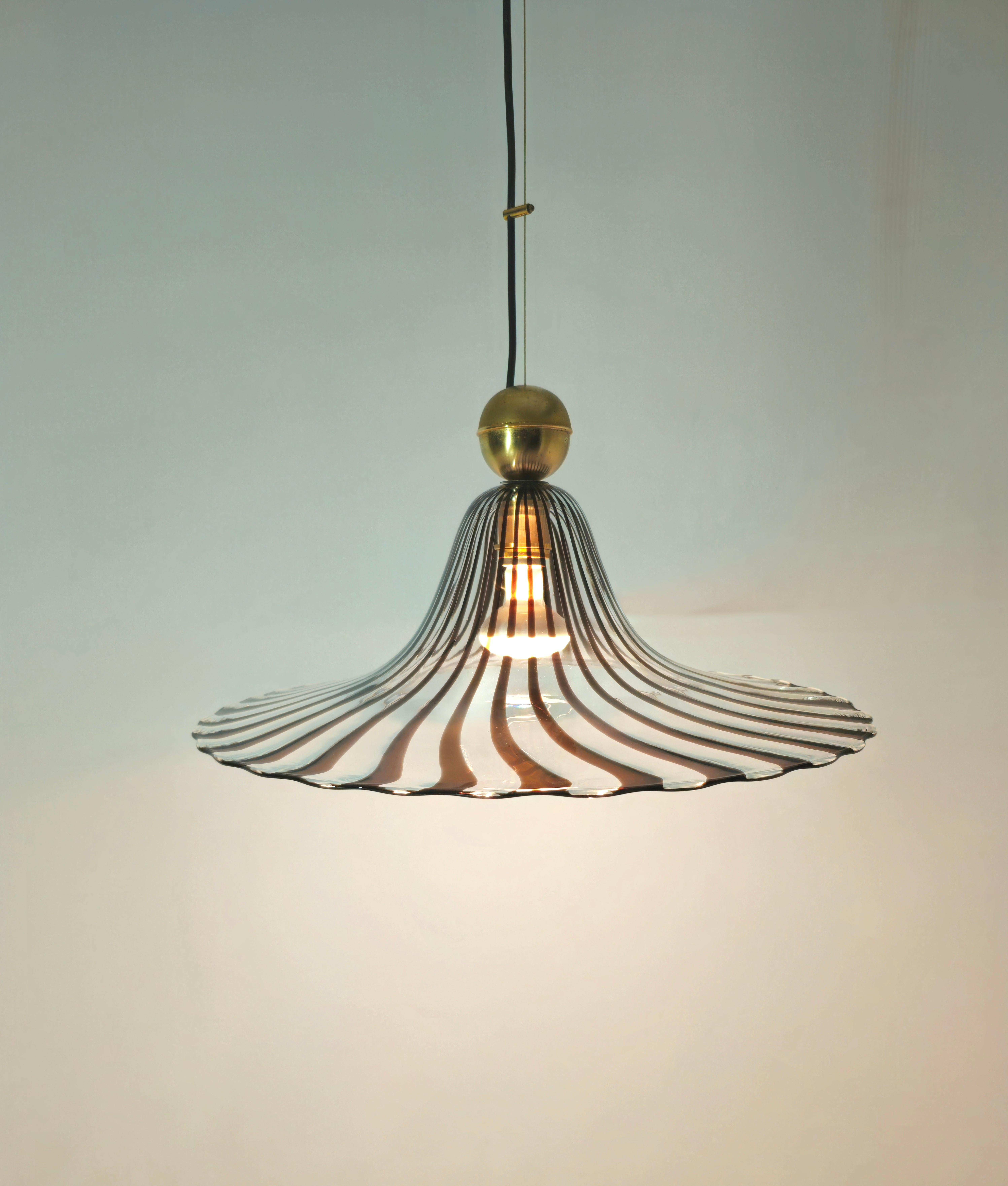 Italian Murano Glass Pendant Lamp Lino Tagliapietra Mid-Century Modern Design Italy 70s