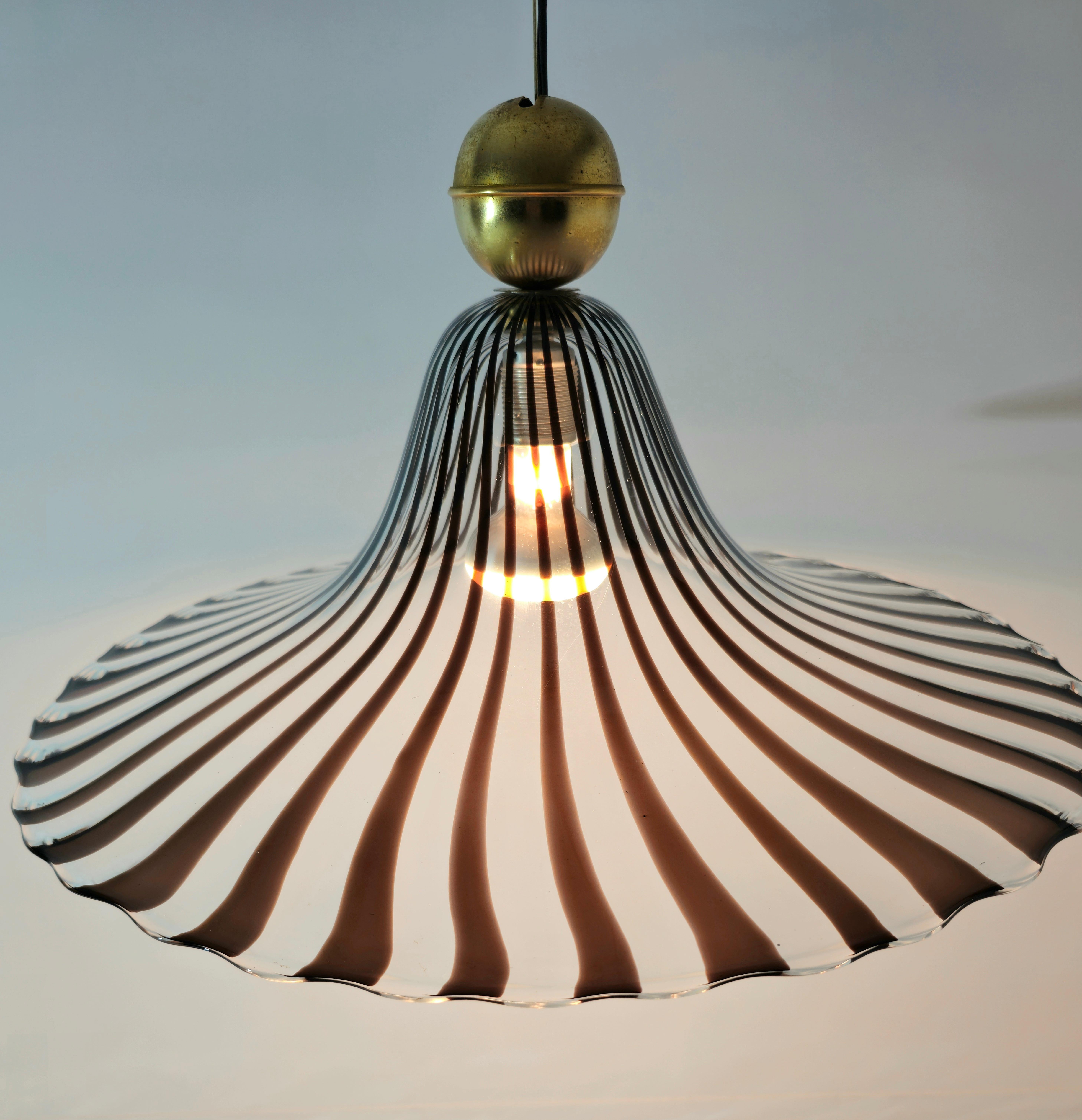 Italian Murano Glass Pendant Lamp Lino Tagliapietra Mid-Century Modern Design Italy 70s